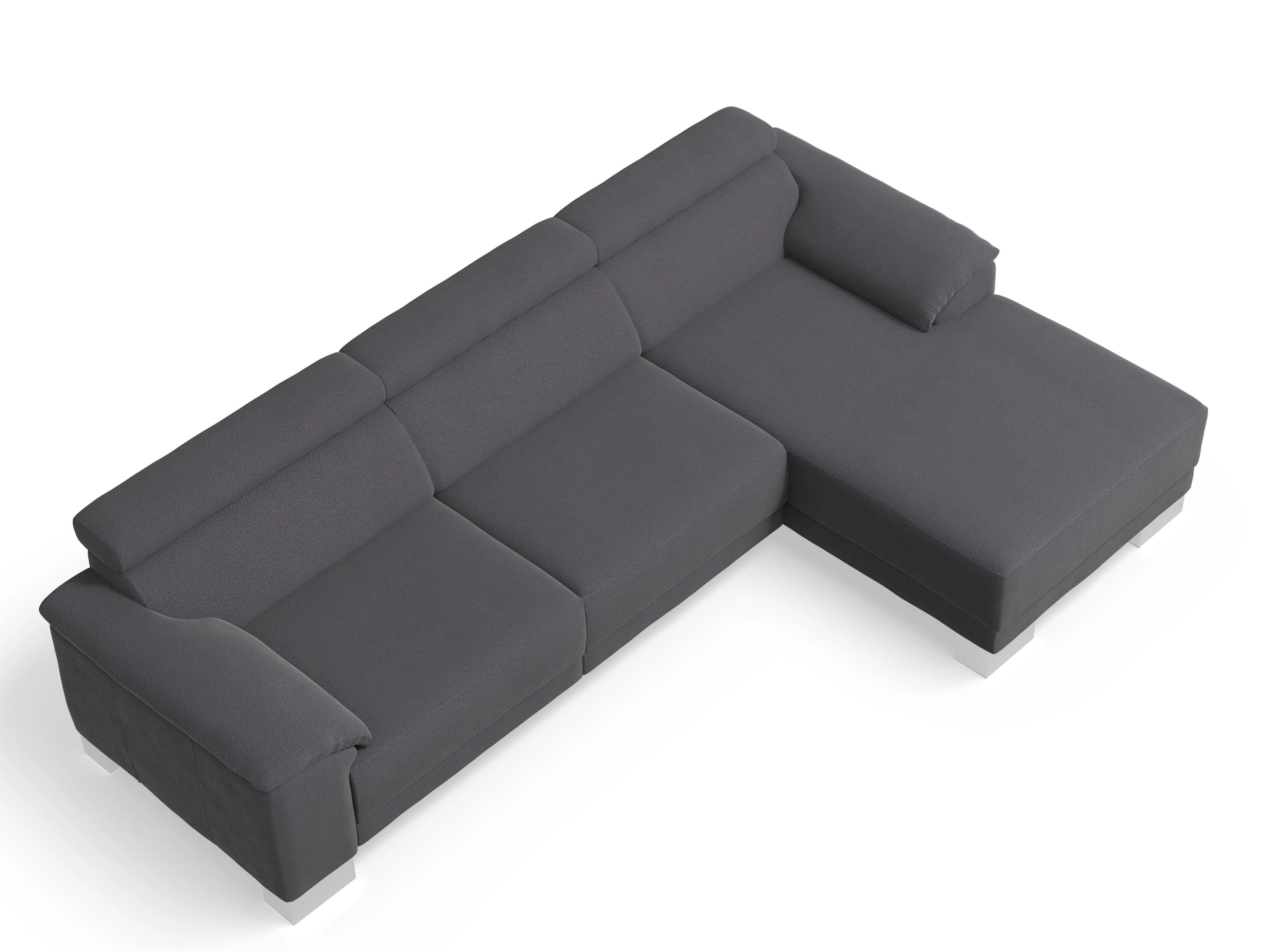 Antonio Ecksofa LO Large R Ansicht des Produktes Antonio Ecksofa rechts Abschluss offen in Stoff Grau