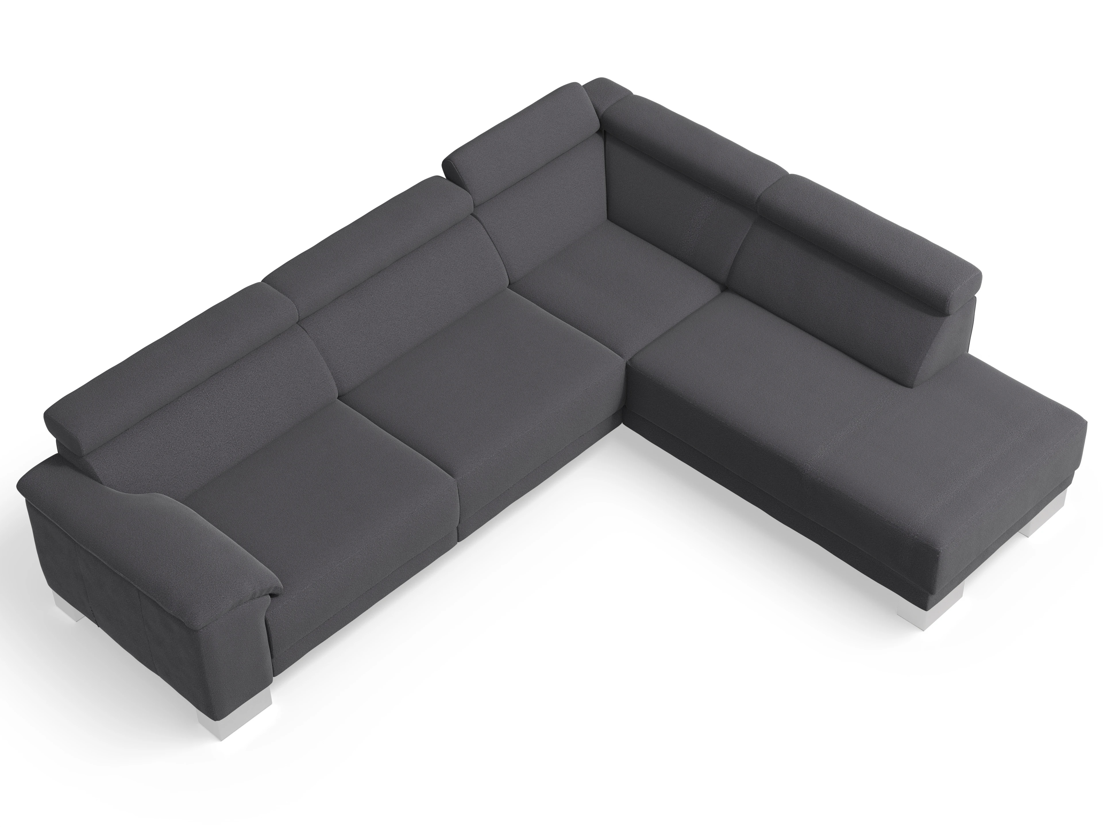 Ansicht des Produktes Antonio Ecksofa rechts Abschluss offen in Stoff Grau