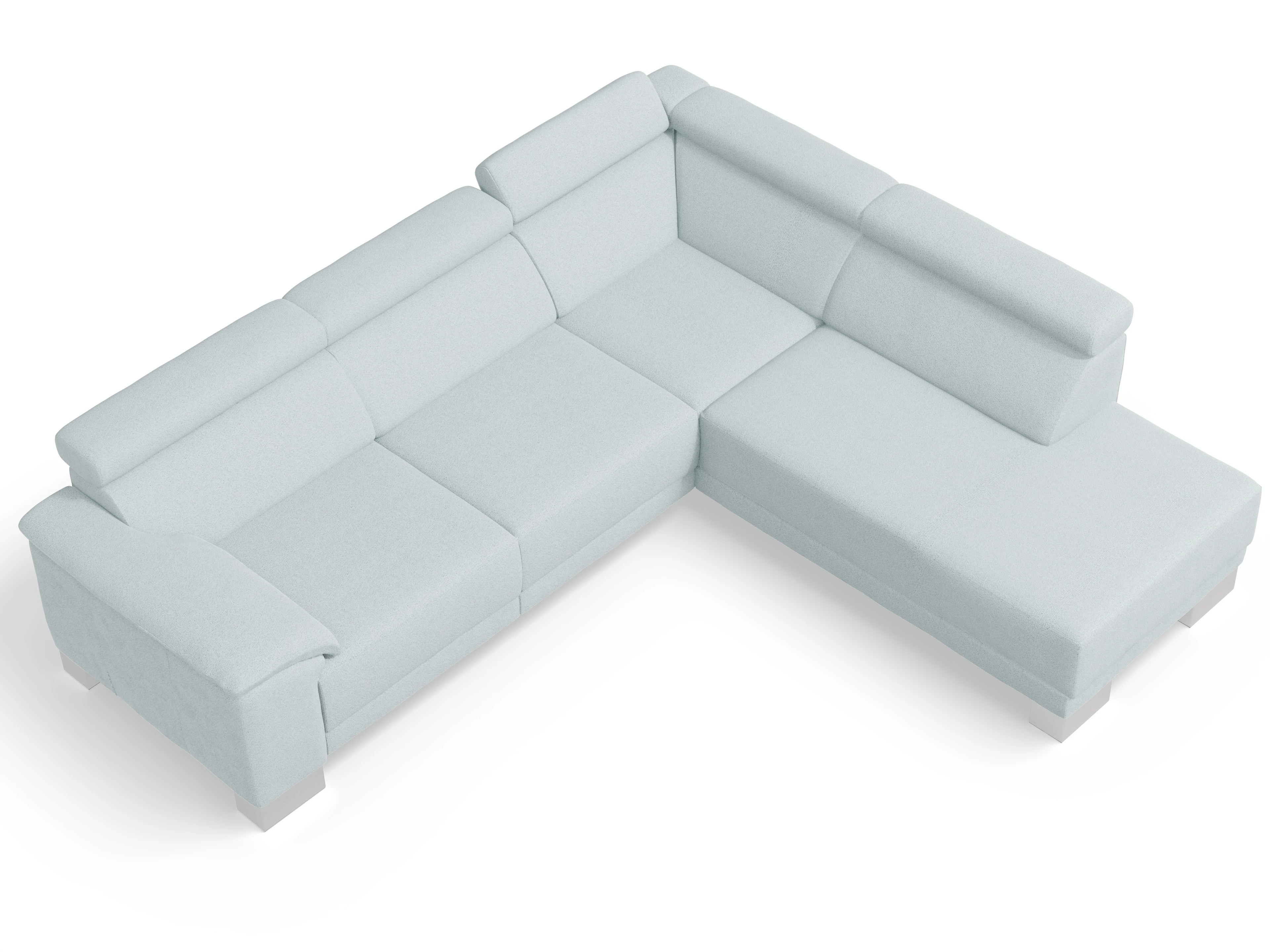 Ansicht des Produktes Antonio Ecksofa rechts Abschluss offen in Stoff Blau
