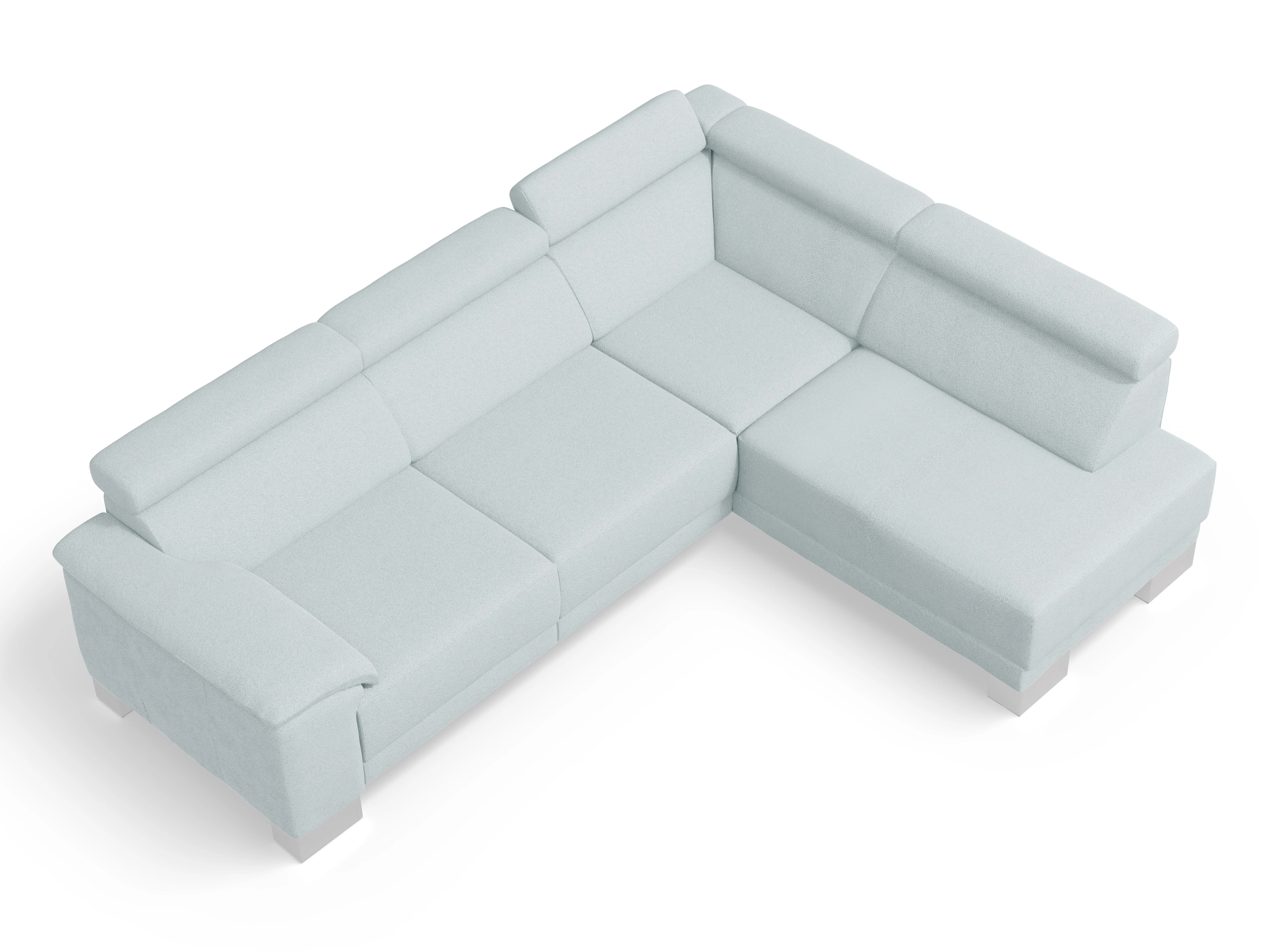 Ansicht des Produktes Antonio Ecksofa rechts Abschluss offen in Stoff Blau