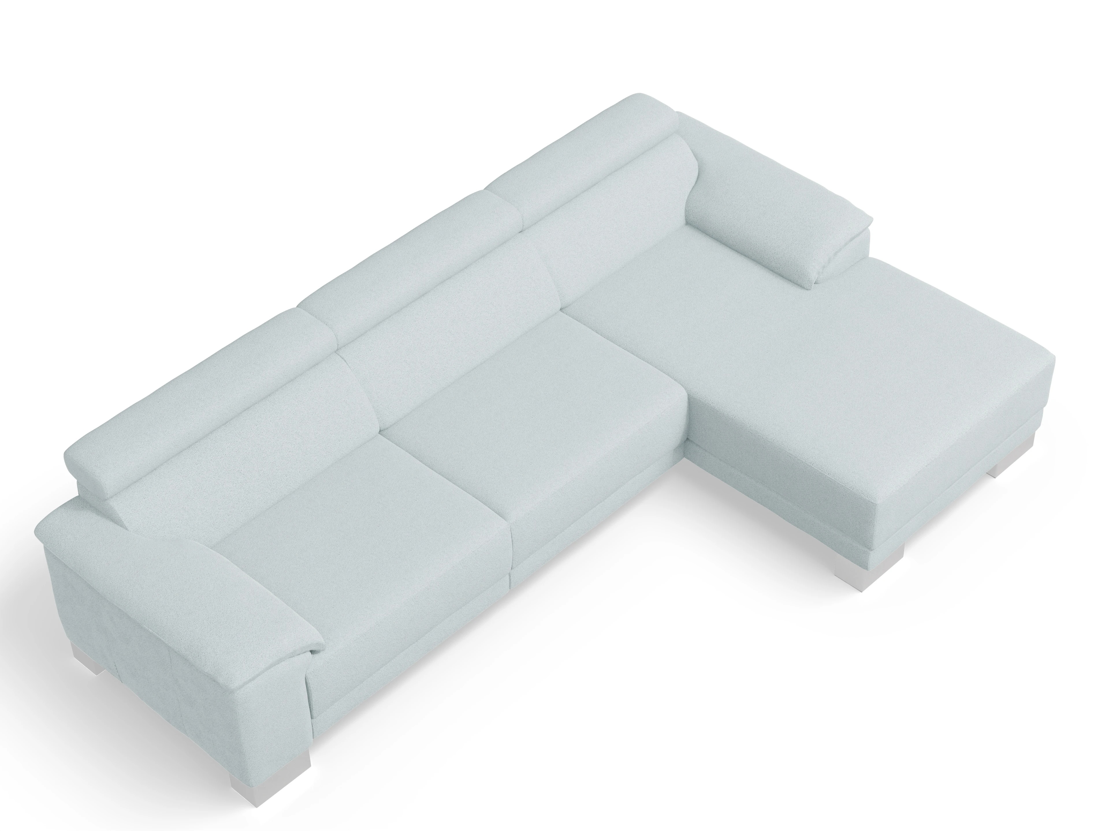 Ansicht des Produktes Antonio Ecksofa rechts Abschluss offen in Stoff Blau