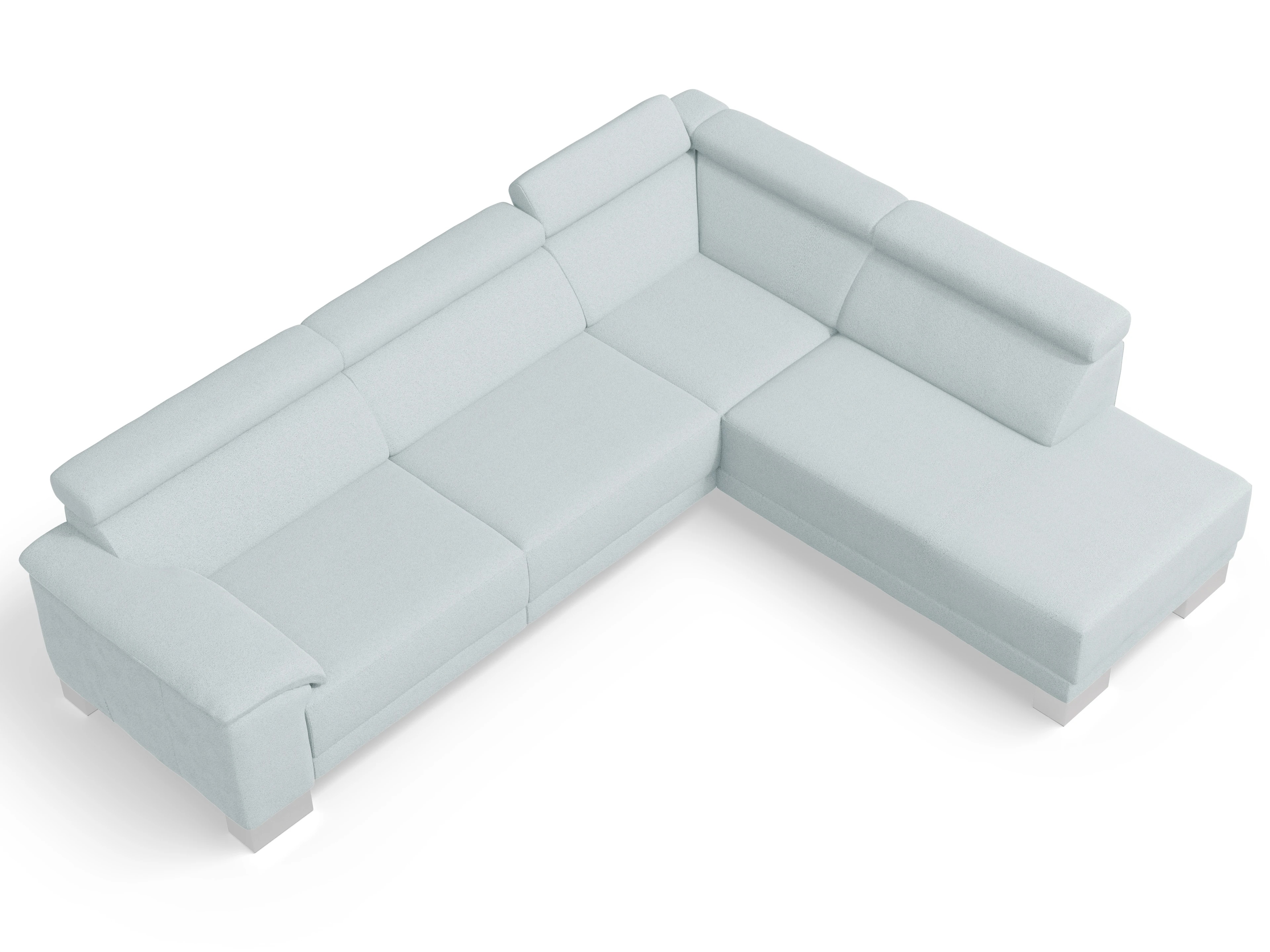Ansicht des Produktes Antonio Ecksofa rechts Abschluss offen in Stoff Blau