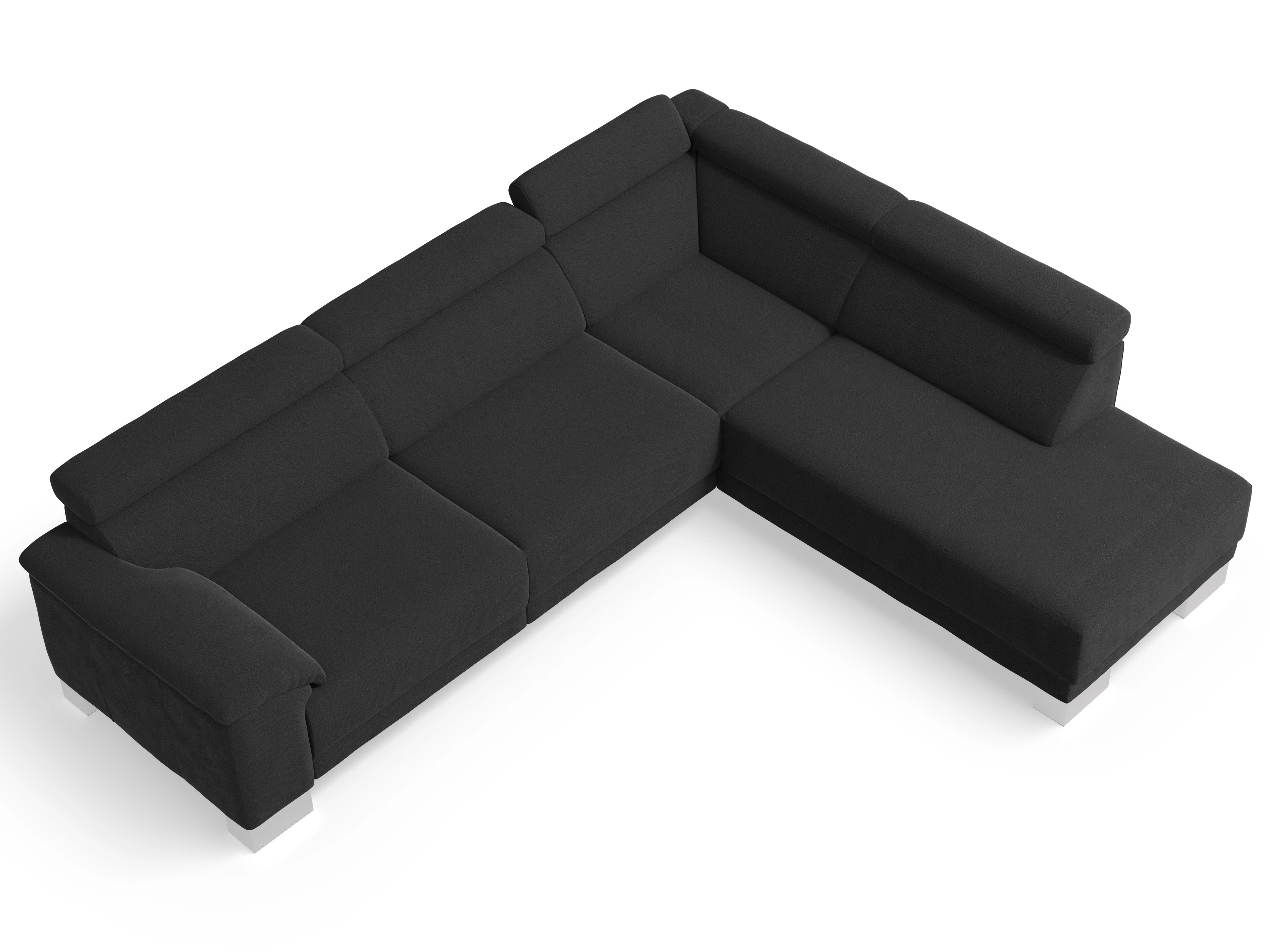 Ansicht des Produktes Antonio Ecksofa rechts Abschluss offen in Stoff Schwarz