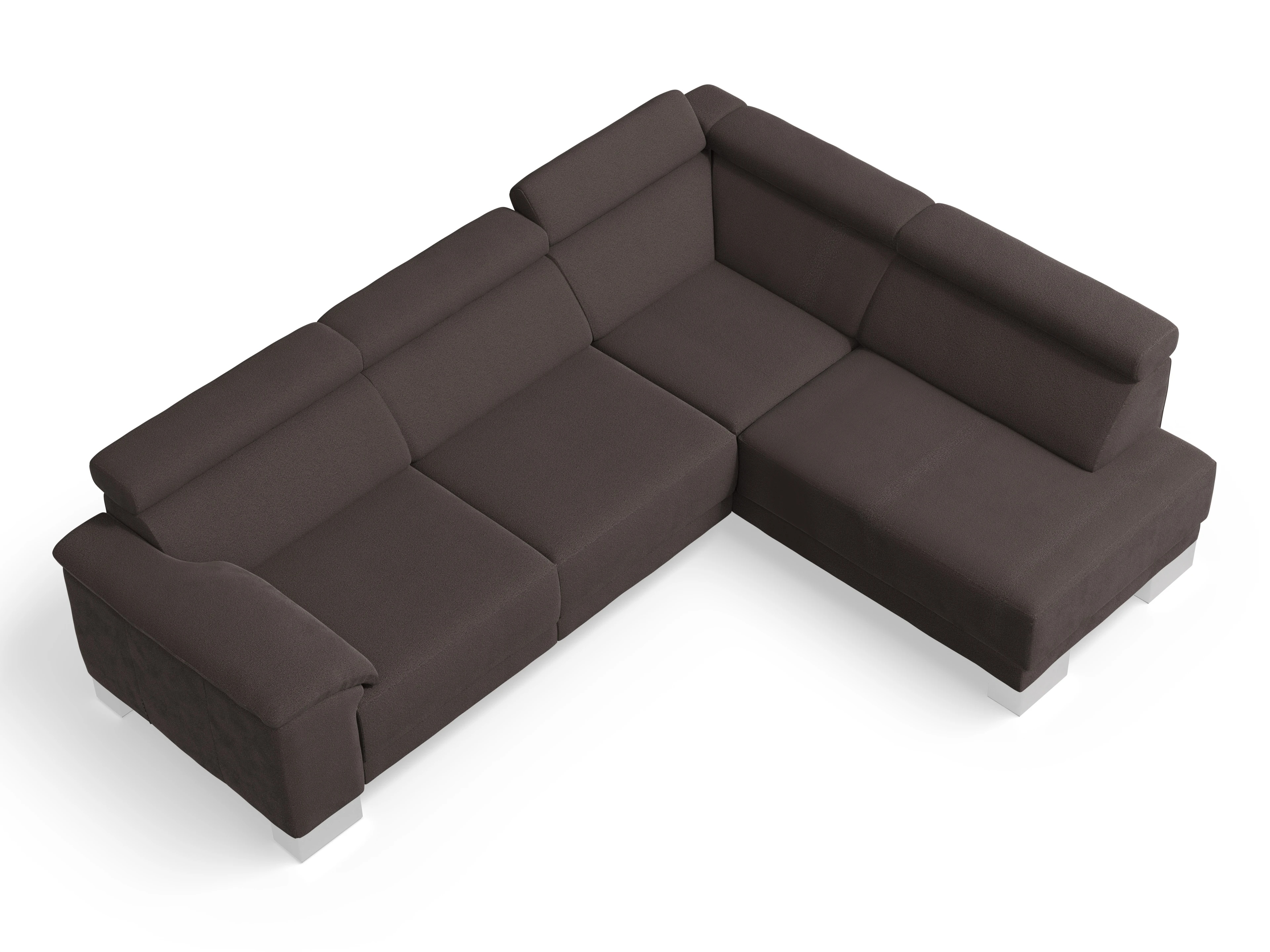 Ansicht des Produktes Antonio Ecksofa rechts Abschluss offen in Stoff Braun