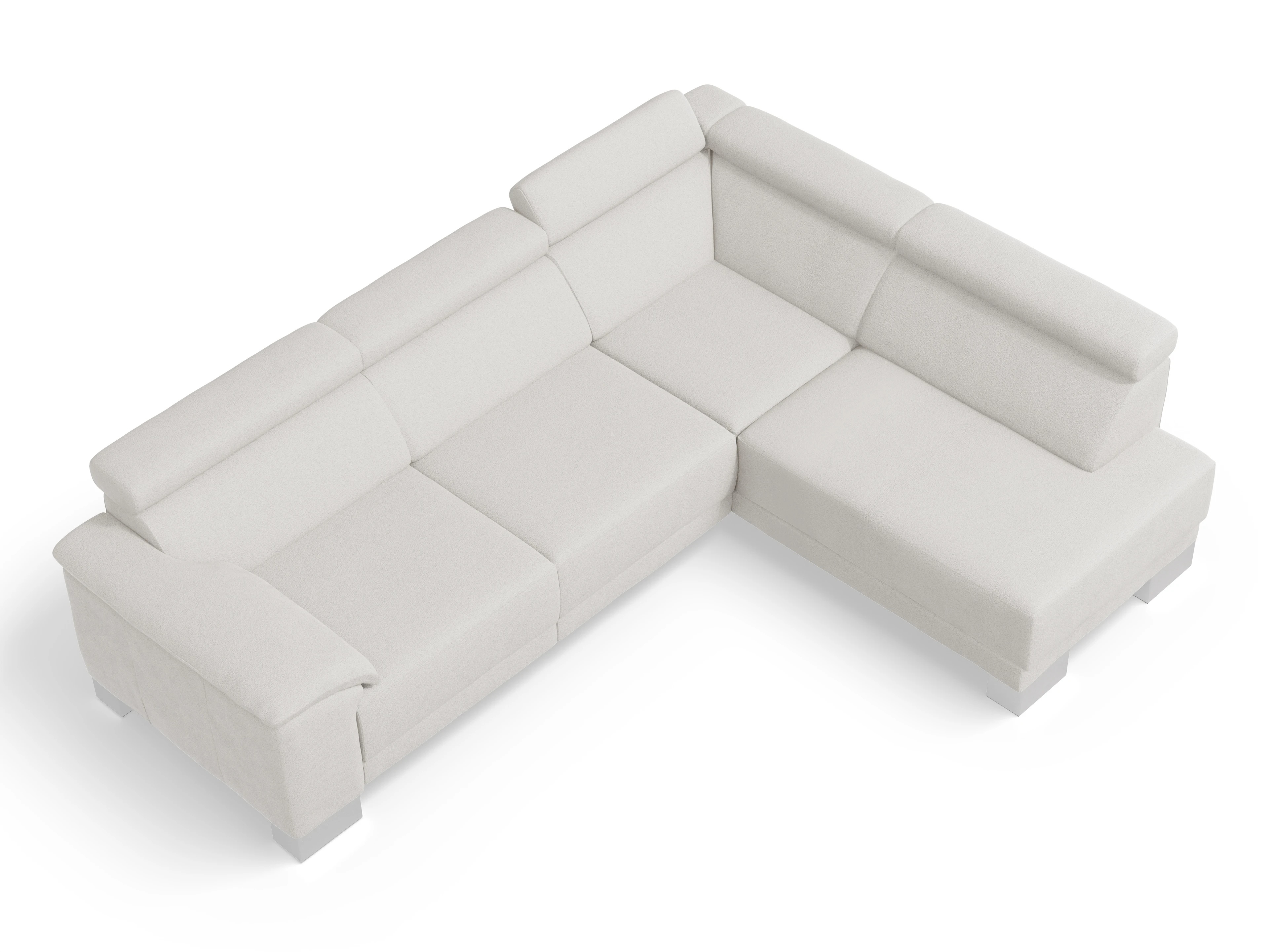 Antonio Ecksofa UM Medium R Ansicht des Produktes Antonio Ecksofa rechts Abschluss offen in Stoff Beige