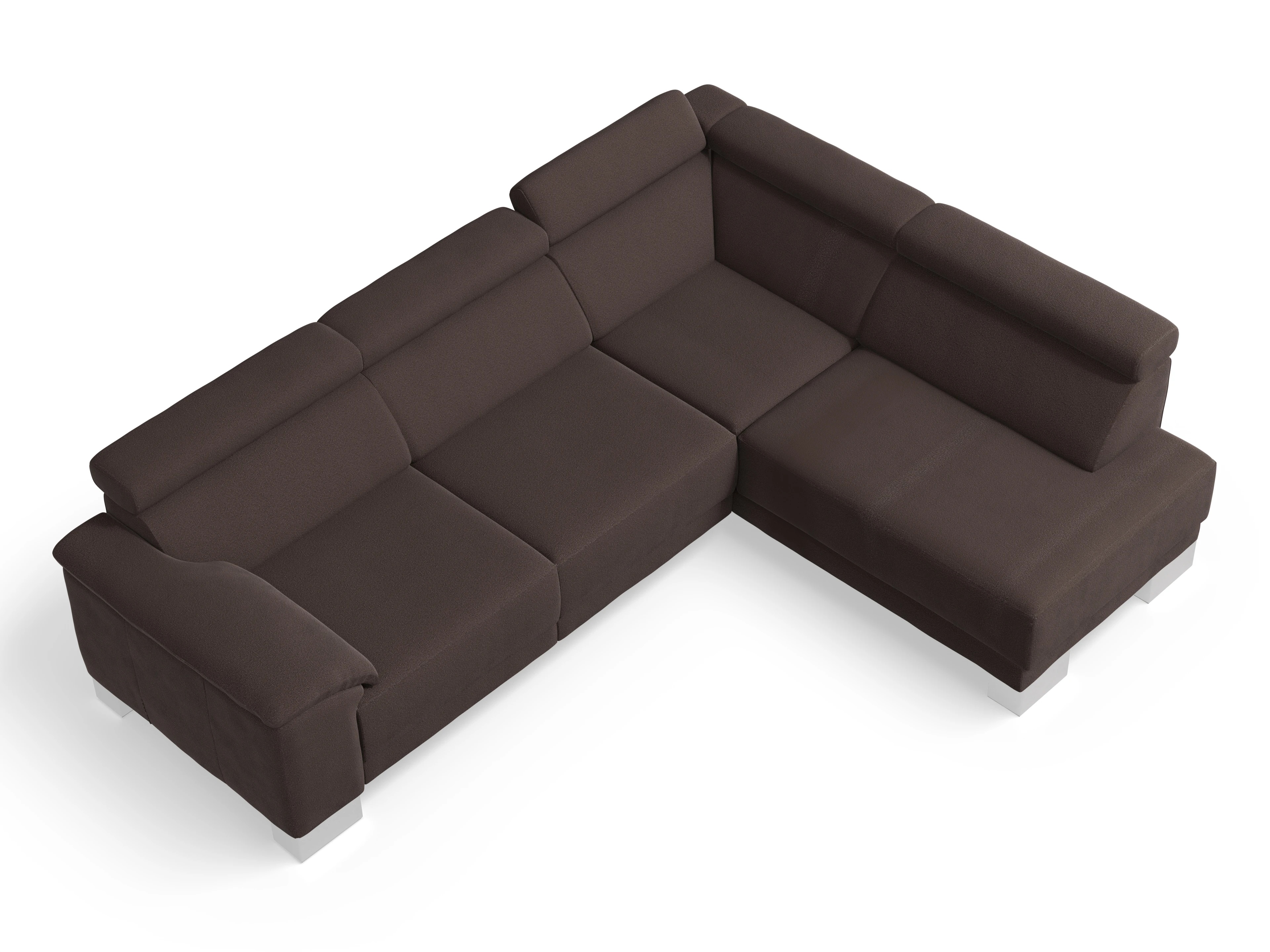 Ansicht des Produktes Antonio Ecksofa rechts Abschluss offen in Stoff Braun