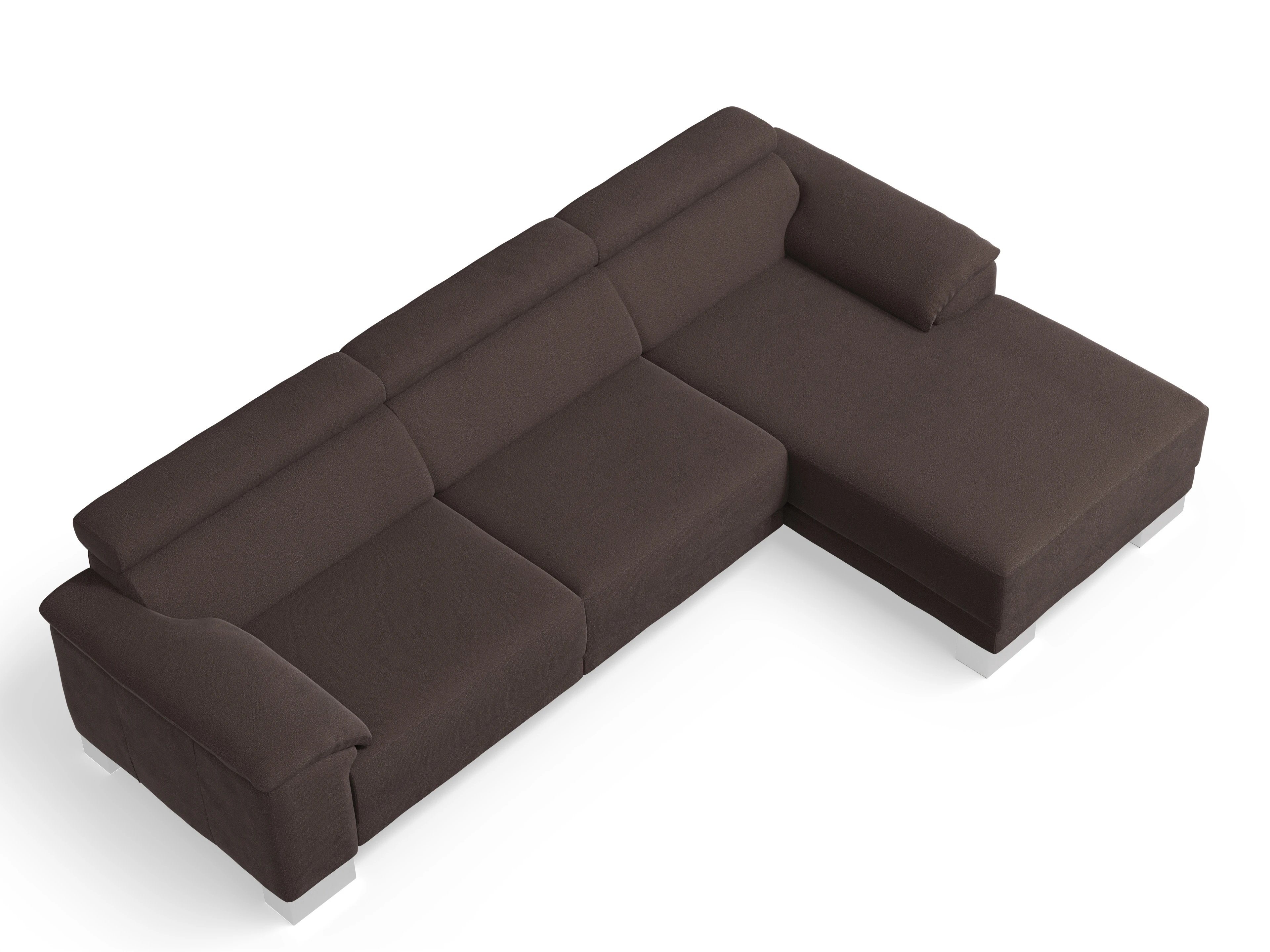 Ansicht des Produktes Antonio Ecksofa rechts Abschluss offen in Stoff Braun