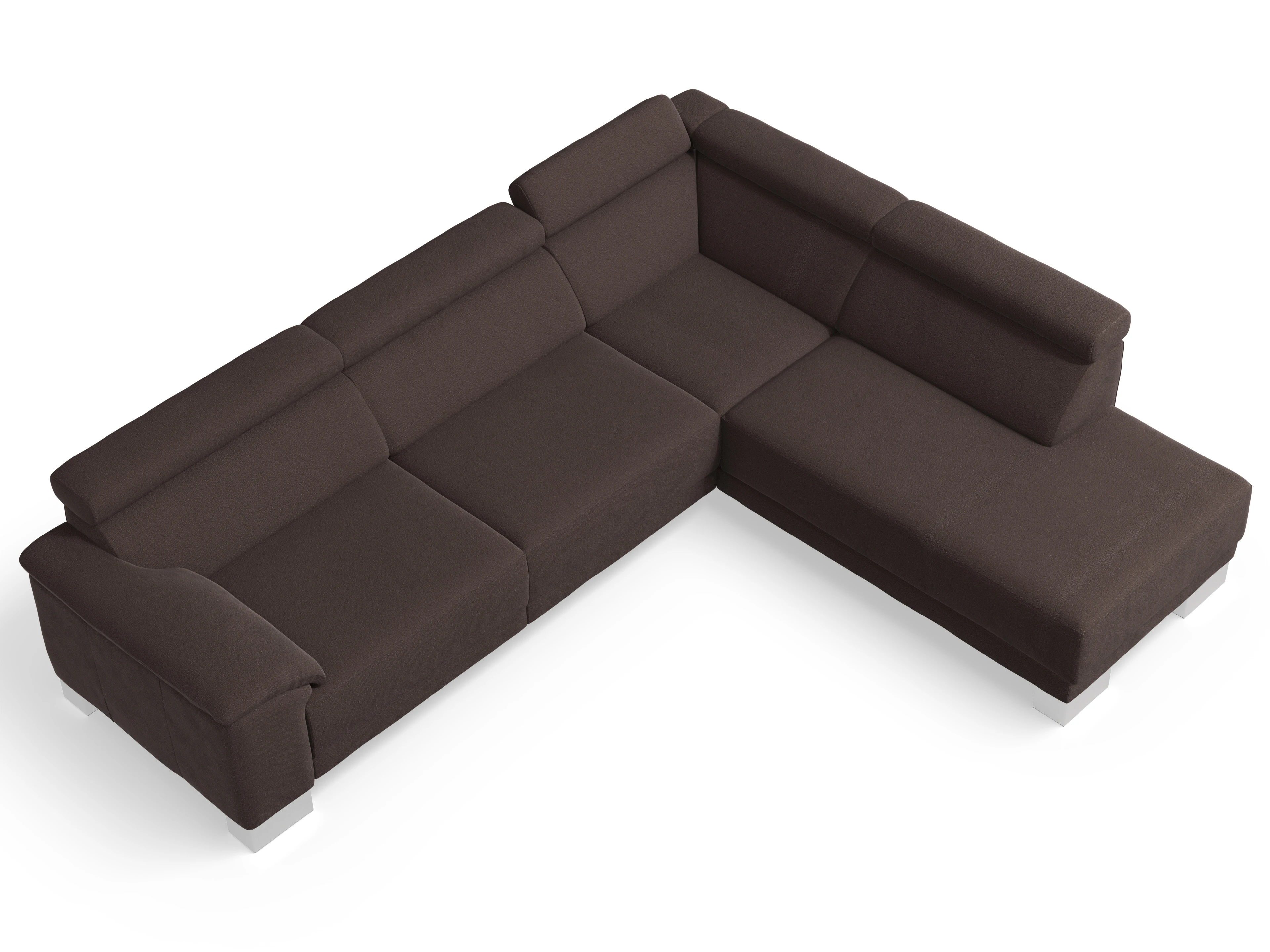 Antonio Ecksofa UM Large Plus R Ansicht des Produktes Antonio Ecksofa rechts Abschluss offen in Stoff Braun