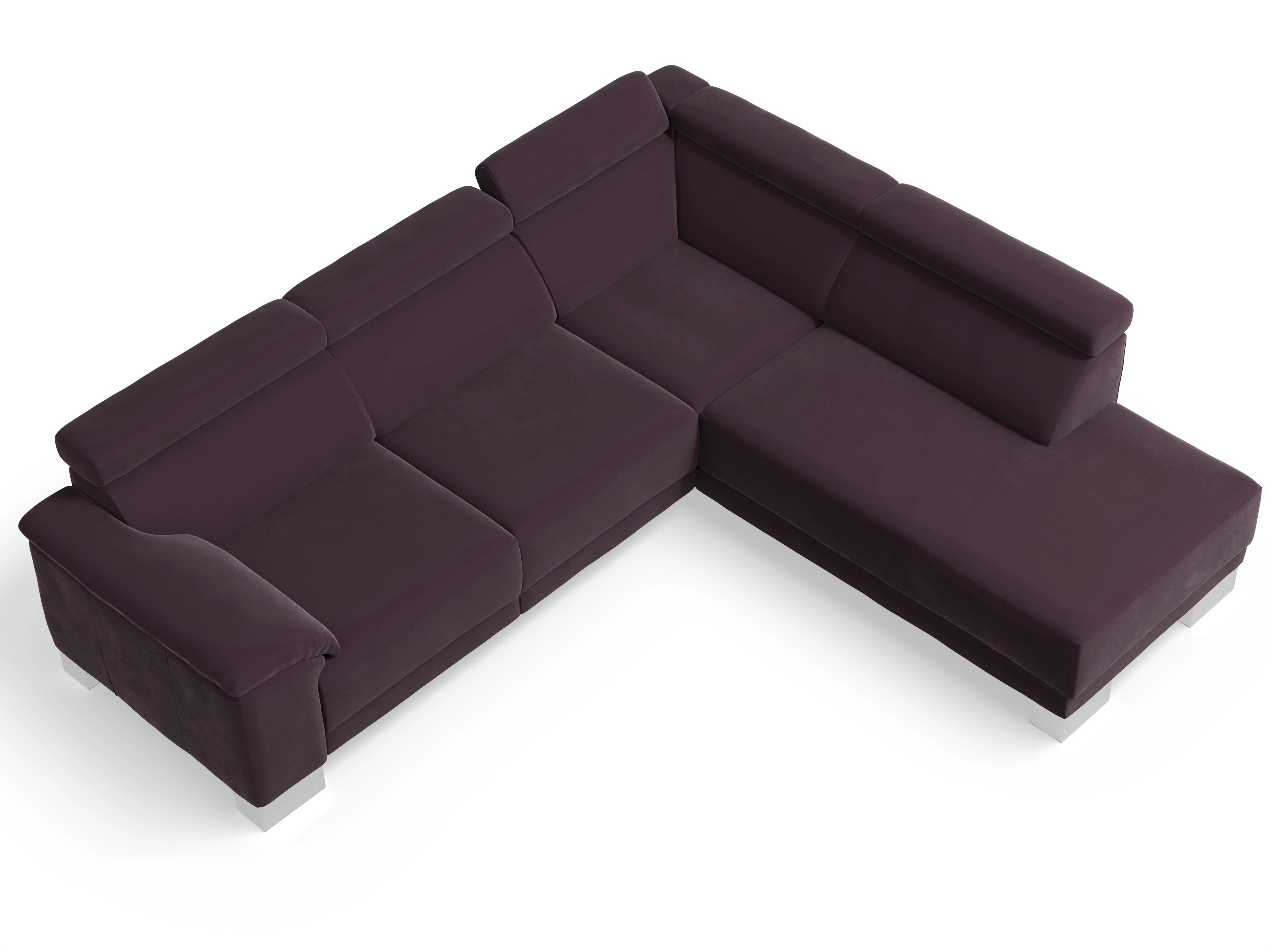 Ansicht des Produktes Antonio Ecksofa rechts Abschluss offen in Stoff Lila