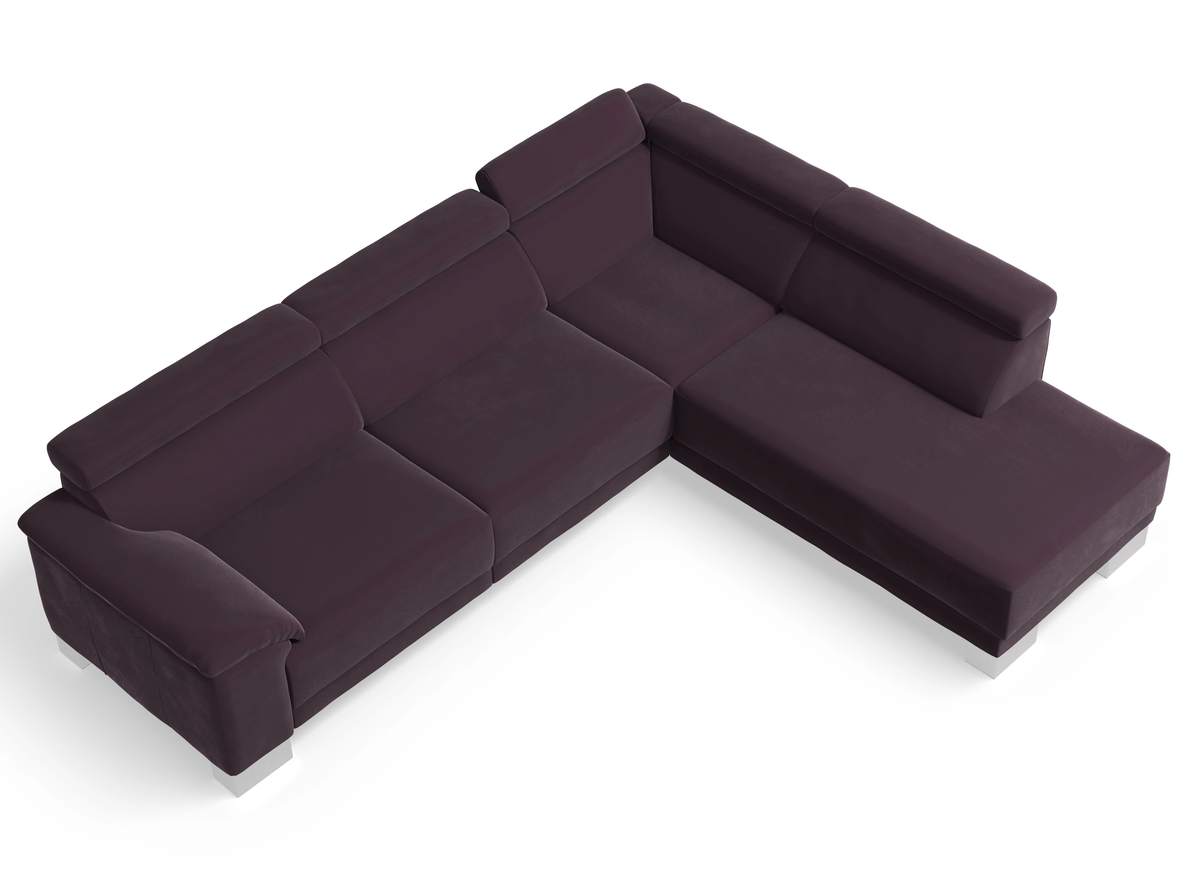 Ansicht des Produktes Antonio Ecksofa rechts Abschluss offen in Stoff Lila
