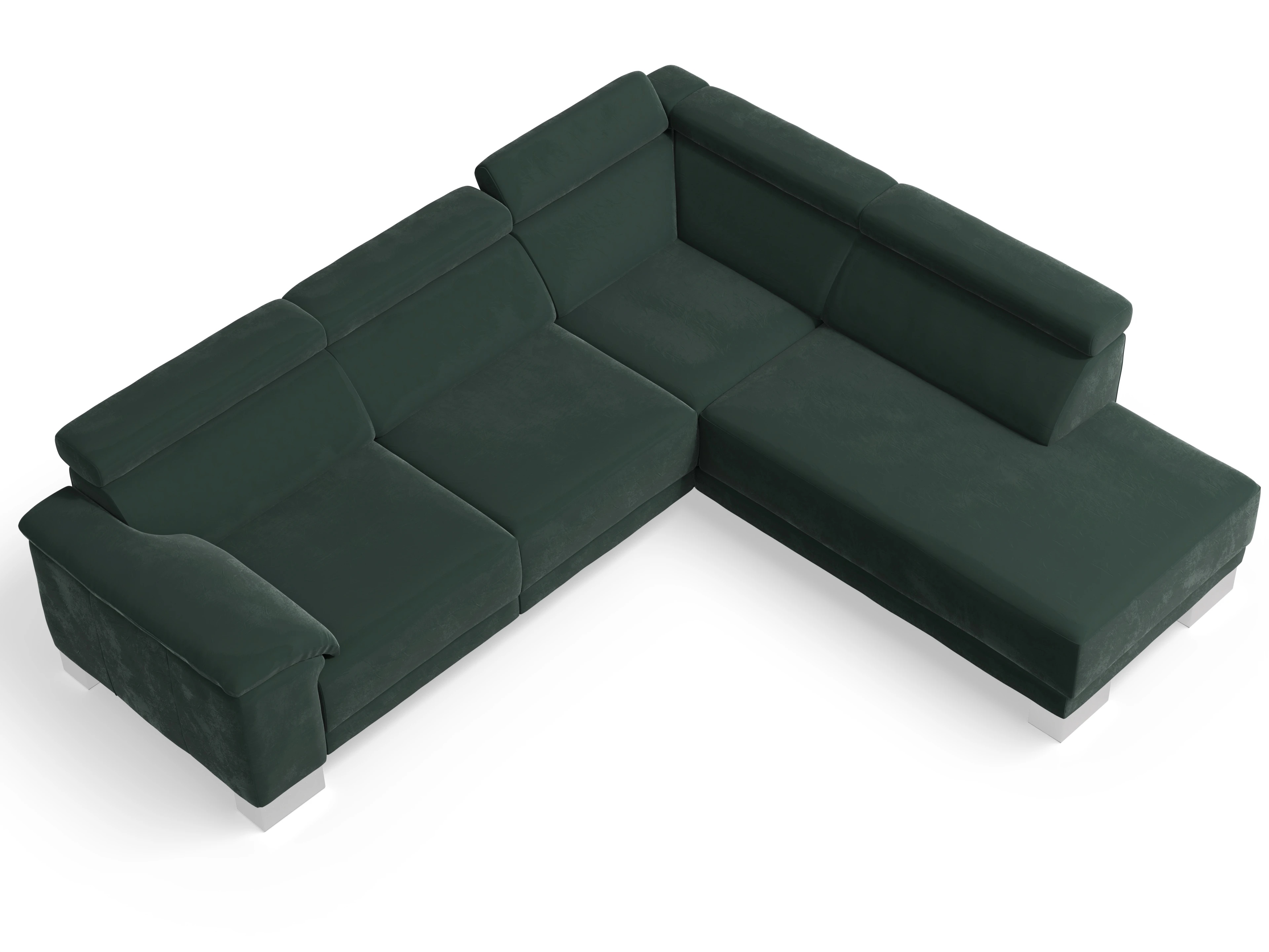 Antonio Ecksofa UM Medium Plus R Ansicht des Produktes Antonio Ecksofa rechts Abschluss offen in Stoff Grün