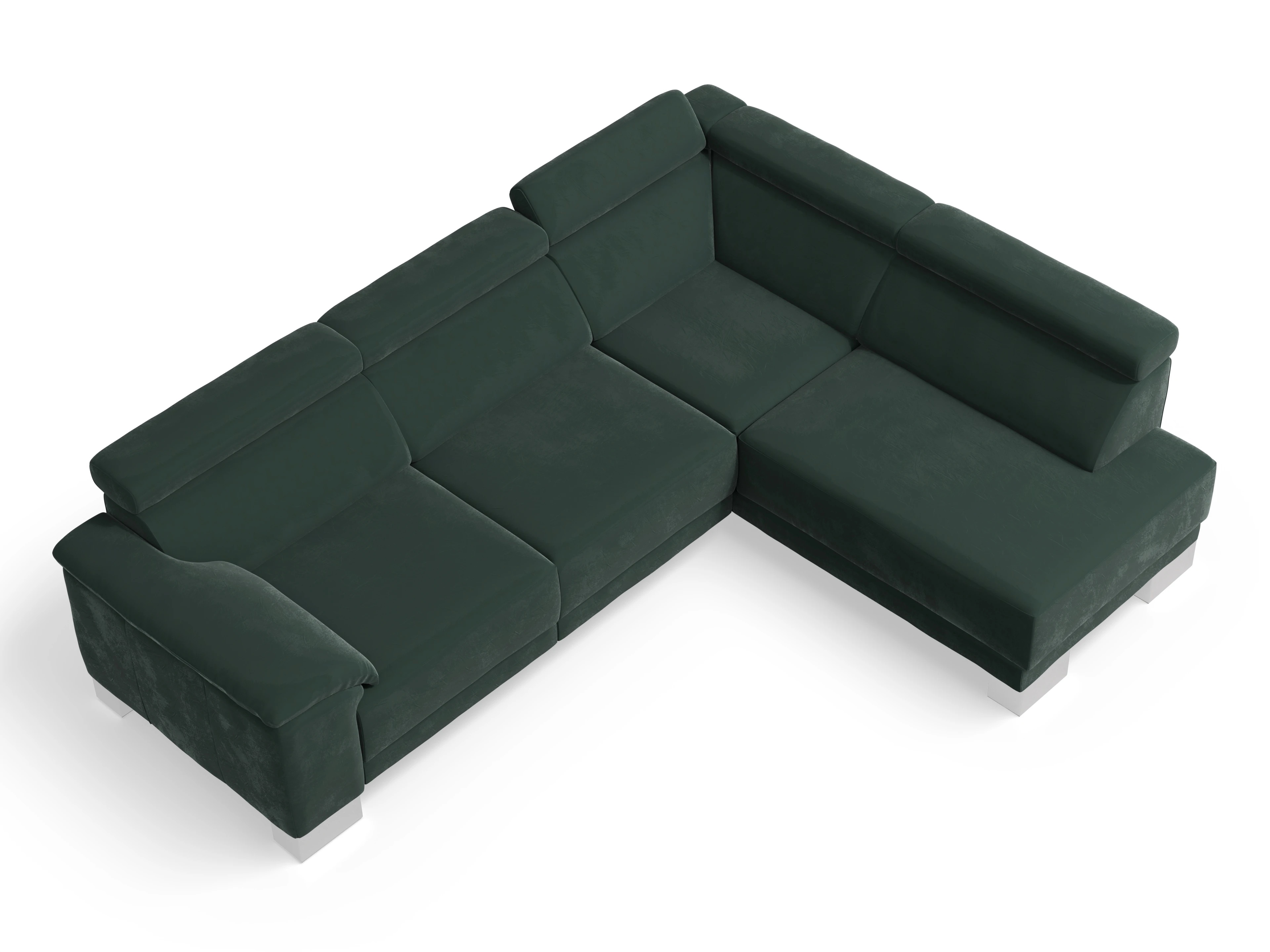 Antonio Ecksofa UM Medium R Ansicht des Produktes Antonio Ecksofa rechts Abschluss offen in Stoff Grün