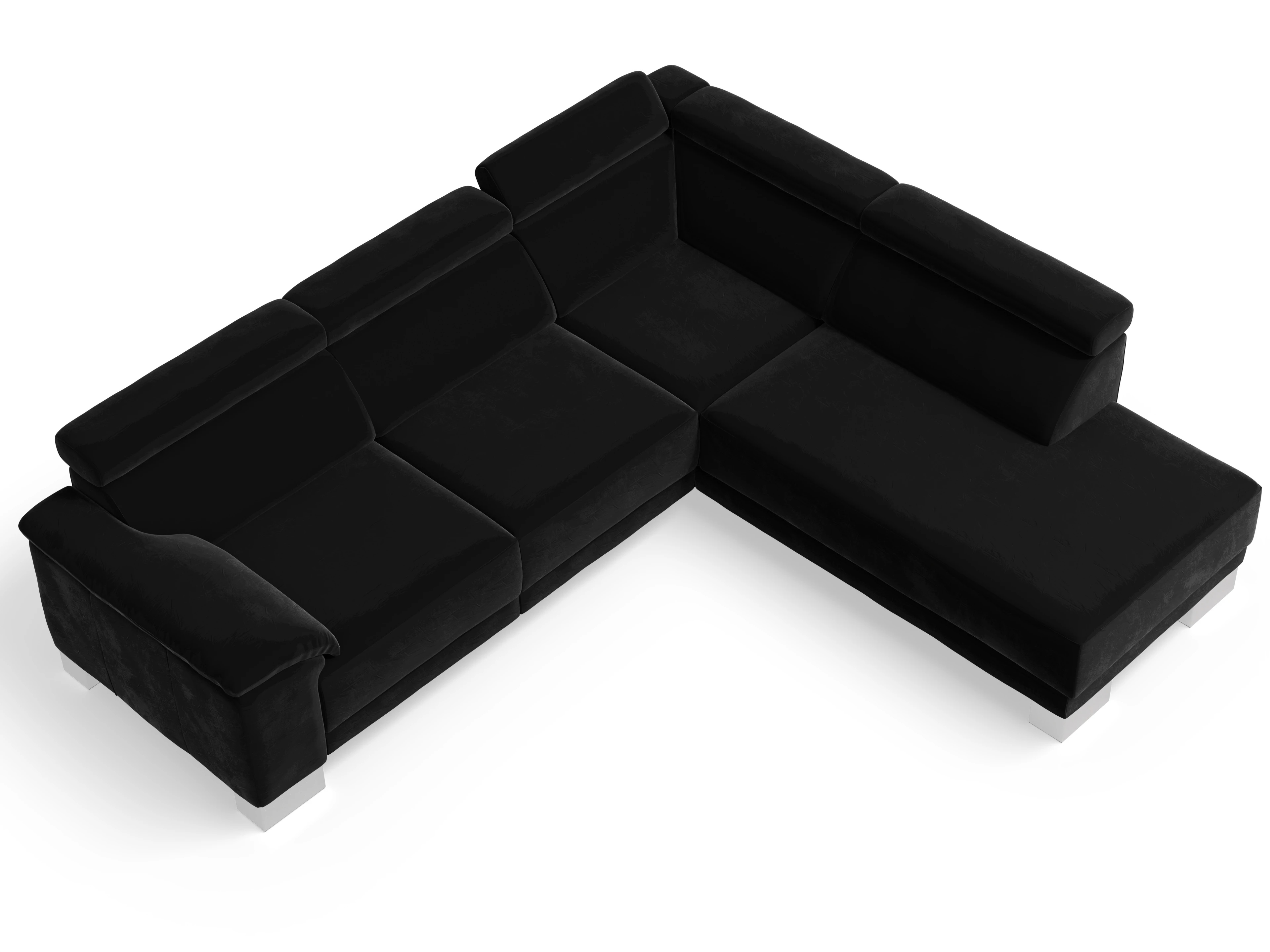 Antonio Ecksofa UM Medium Plus R Ansicht des Produktes Antonio Ecksofa rechts Abschluss offen in Stoff Schwarz