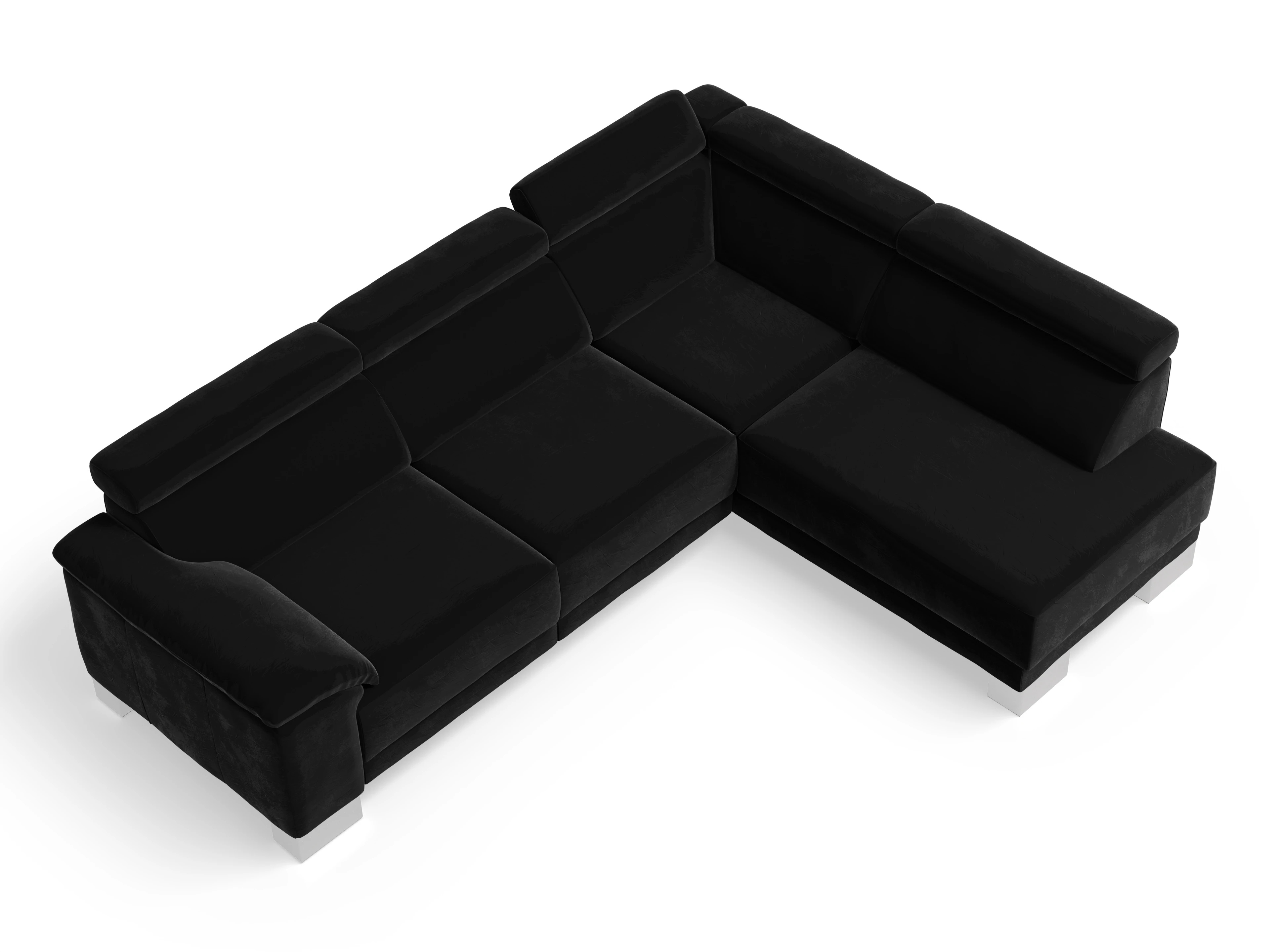 Antonio Ecksofa UM Medium R Ansicht des Produktes Antonio Ecksofa rechts Abschluss offen in Stoff Schwarz