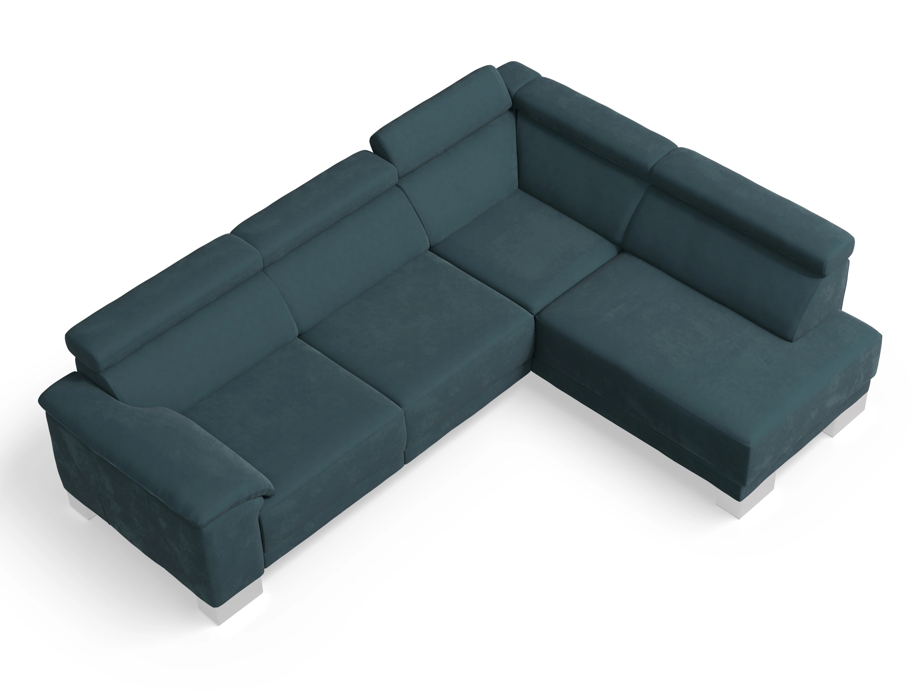Ansicht des Produktes Antonio Ecksofa rechts Abschluss offen in Stoff Blau