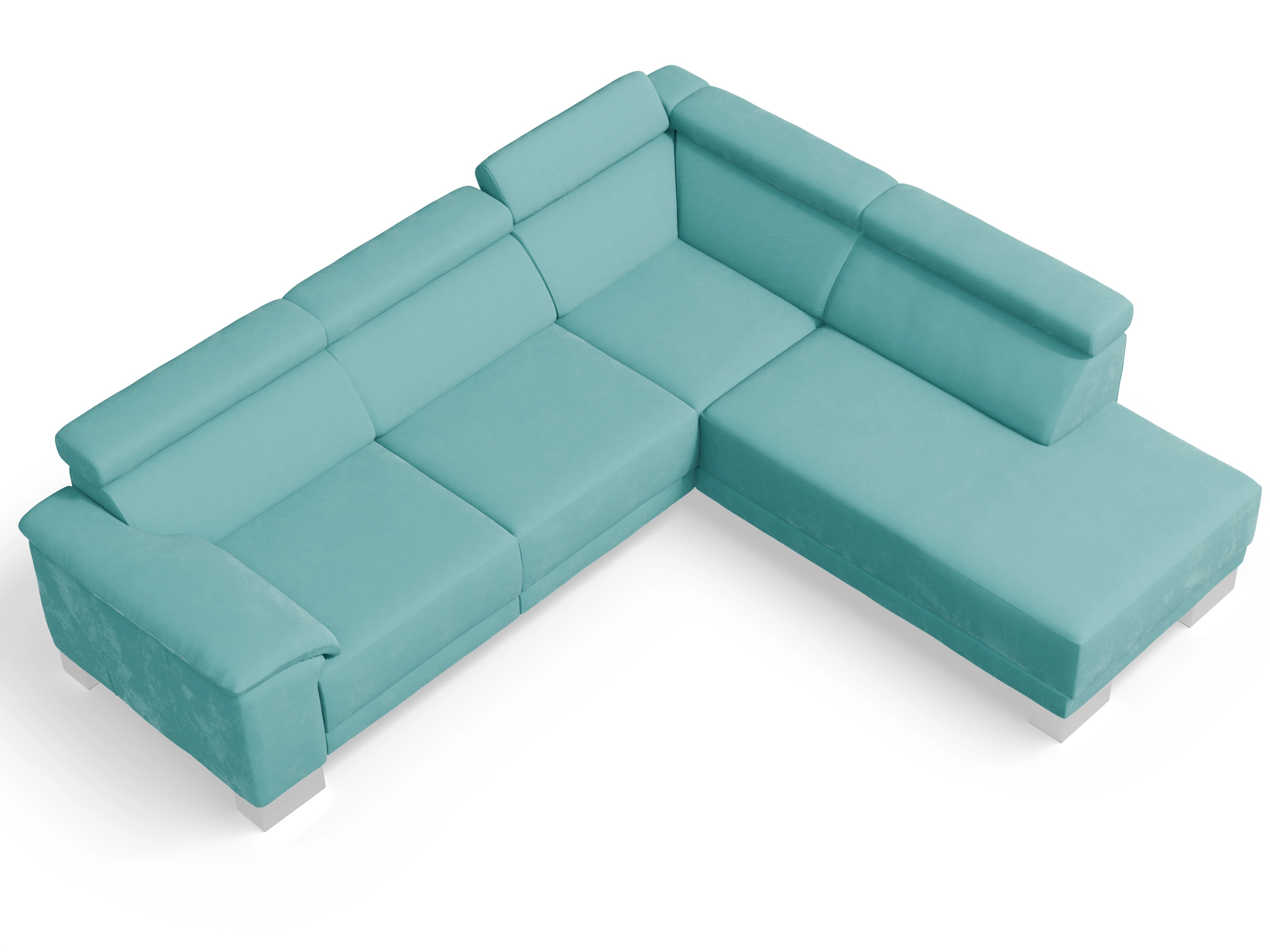 Ansicht des Produktes Antonio Ecksofa rechts Abschluss offen in Stoff Blau