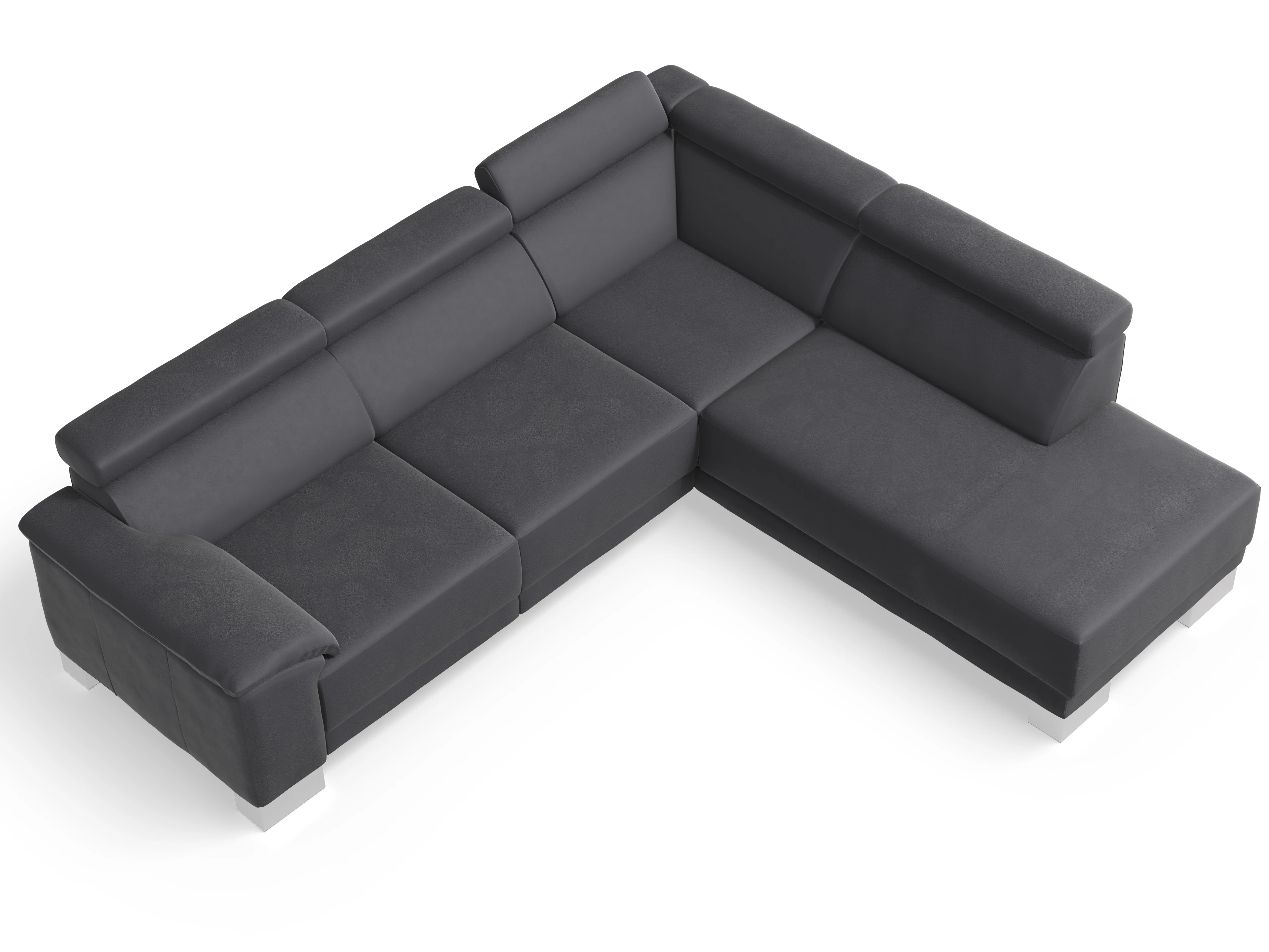 Ansicht des Produktes Antonio Ecksofa rechts Abschluss offen in Leder Grau