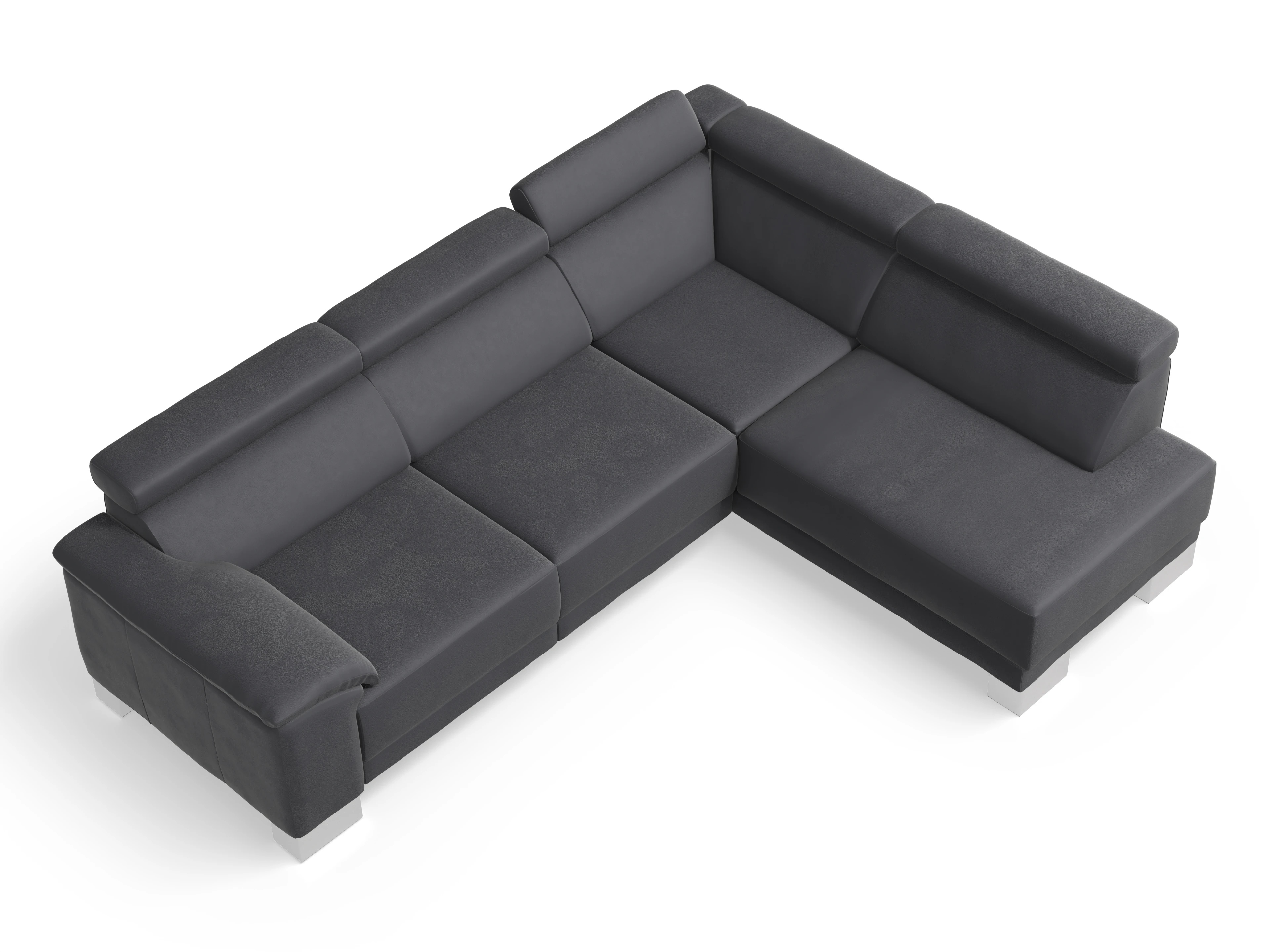 Ansicht des Produktes Antonio Ecksofa rechts Abschluss offen in Leder Grau