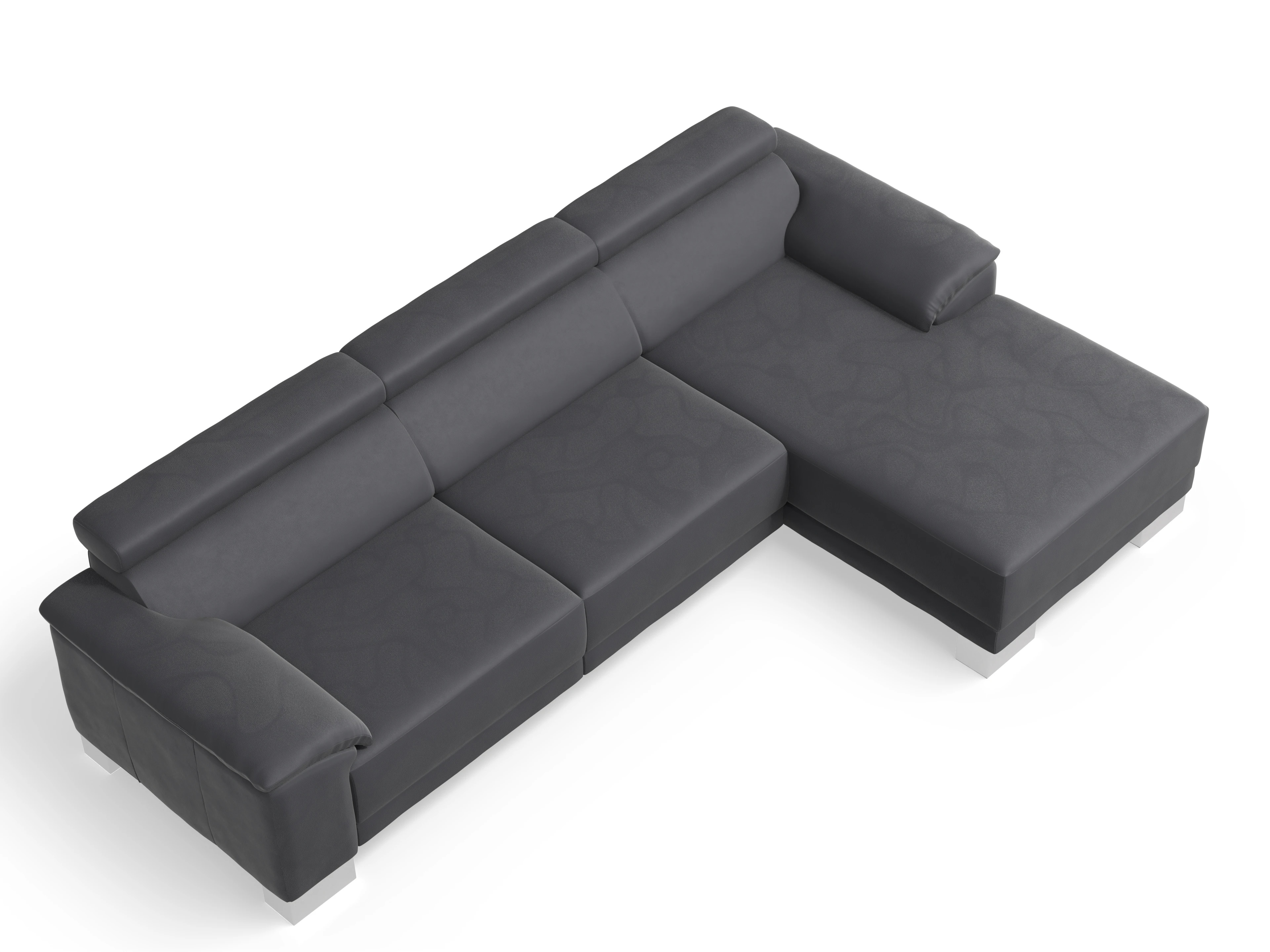 Ansicht des Produktes Antonio Ecksofa rechts Abschluss offen in Leder Grau