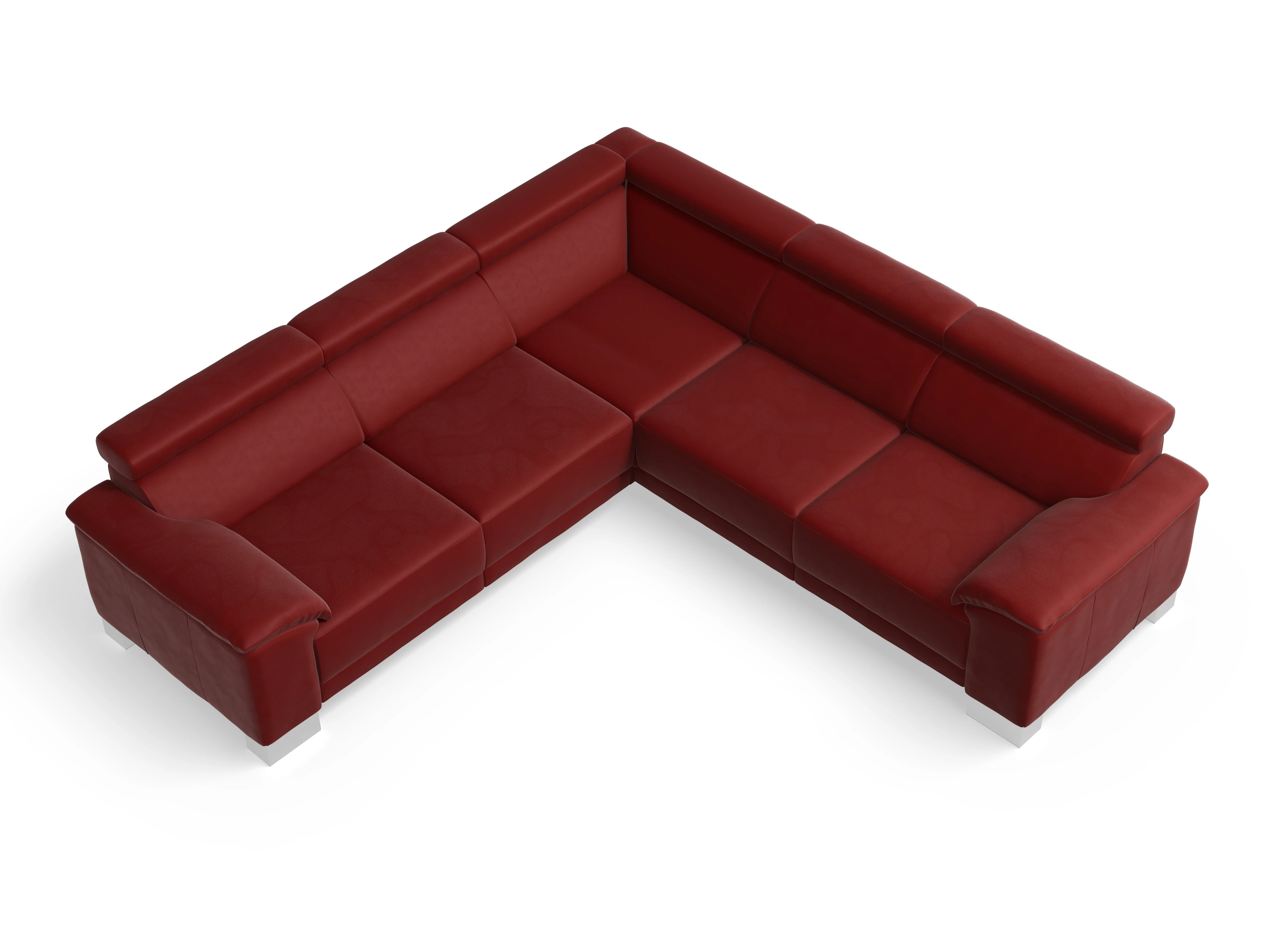 Ansicht des Produktes Antonio Ecksofa gleichschenklig in Leder Rot