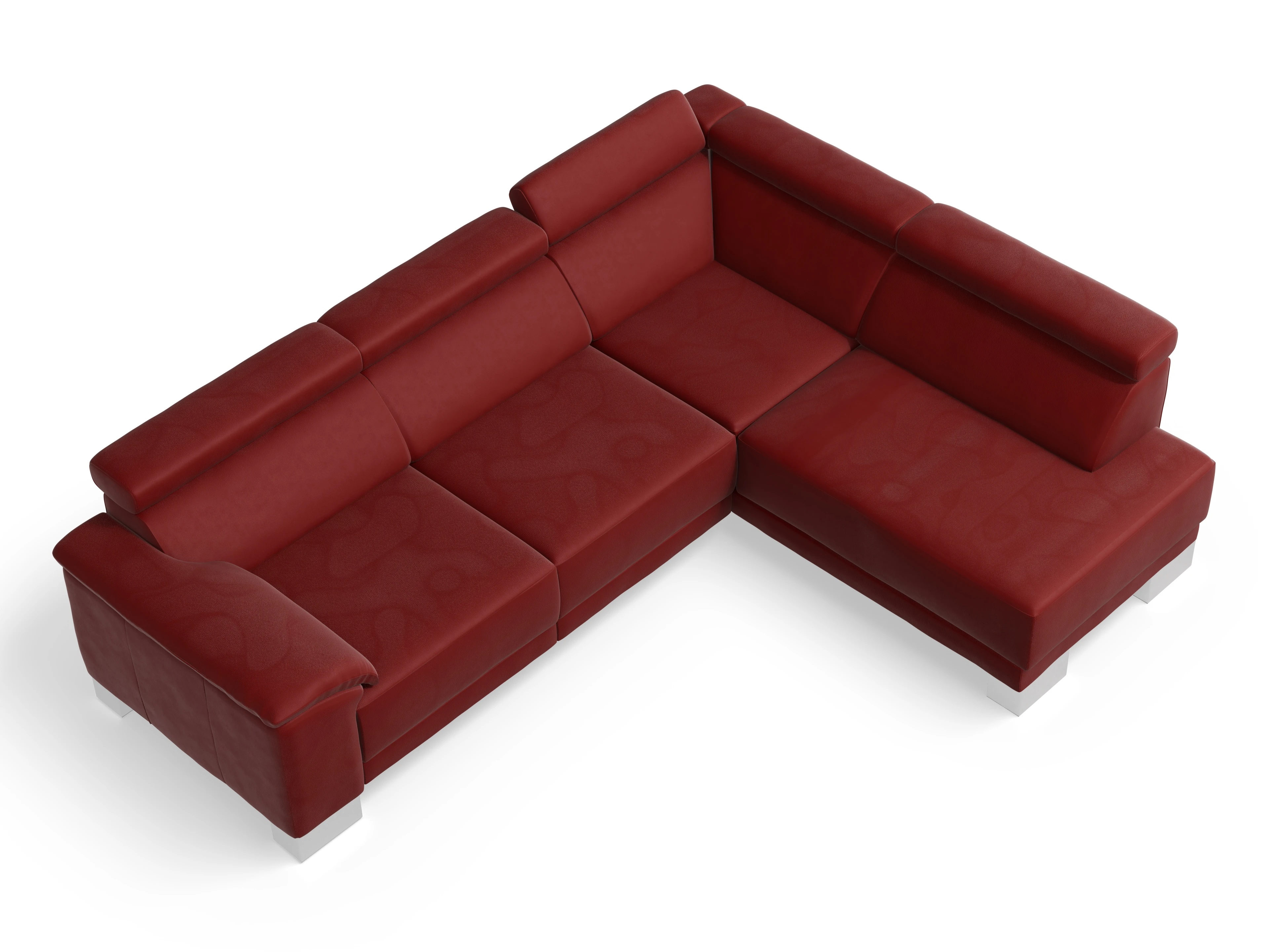 Ansicht des Produktes Antonio Ecksofa rechts Abschluss offen in Leder Rot