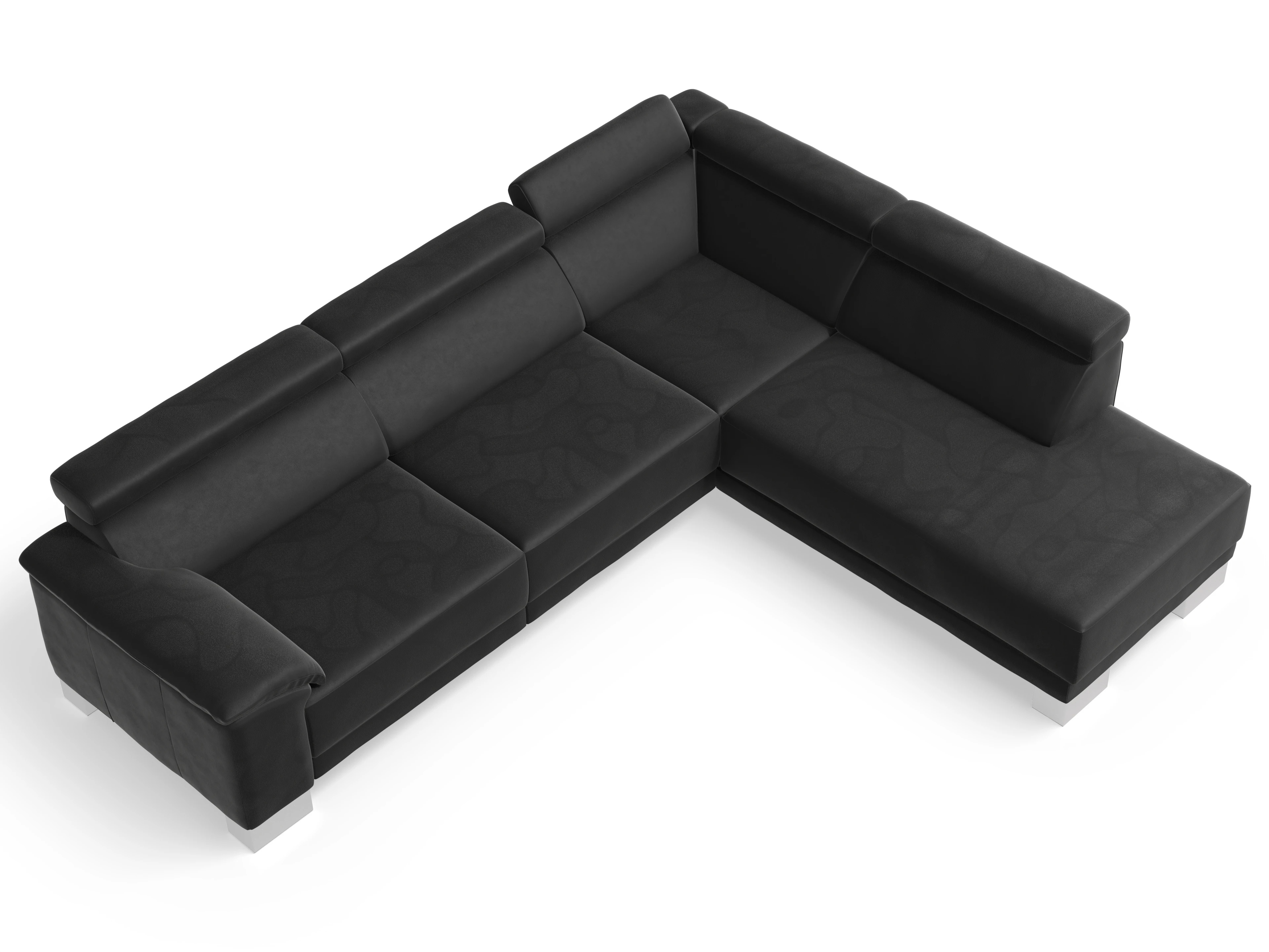 Antonio Ecksofa UM Large Plus R Ansicht des Produktes Antonio Ecksofa rechts Abschluss offen in Leder Grau