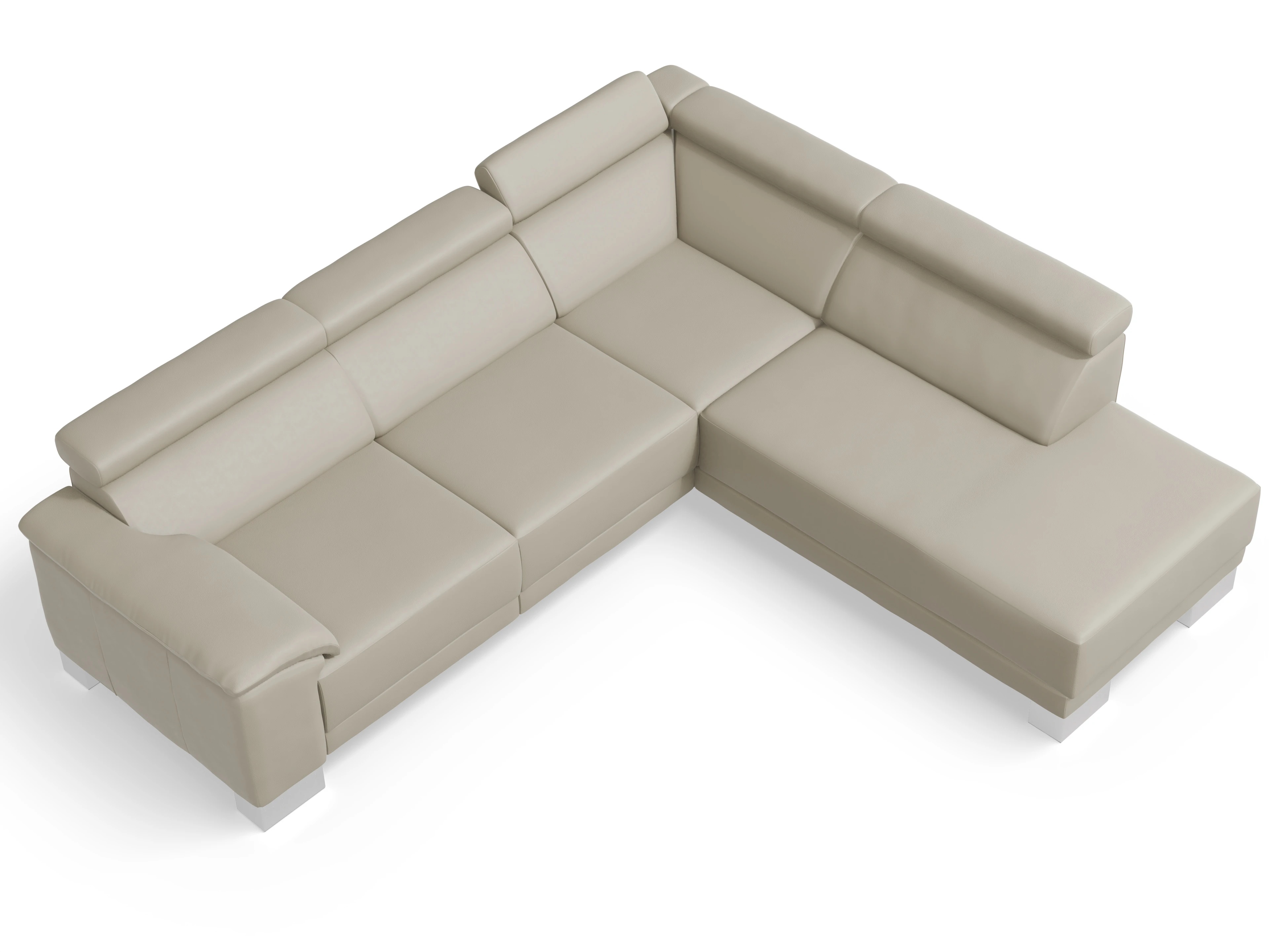 Ansicht des Produktes Antonio Ecksofa rechts Abschluss offen in Leder Beige