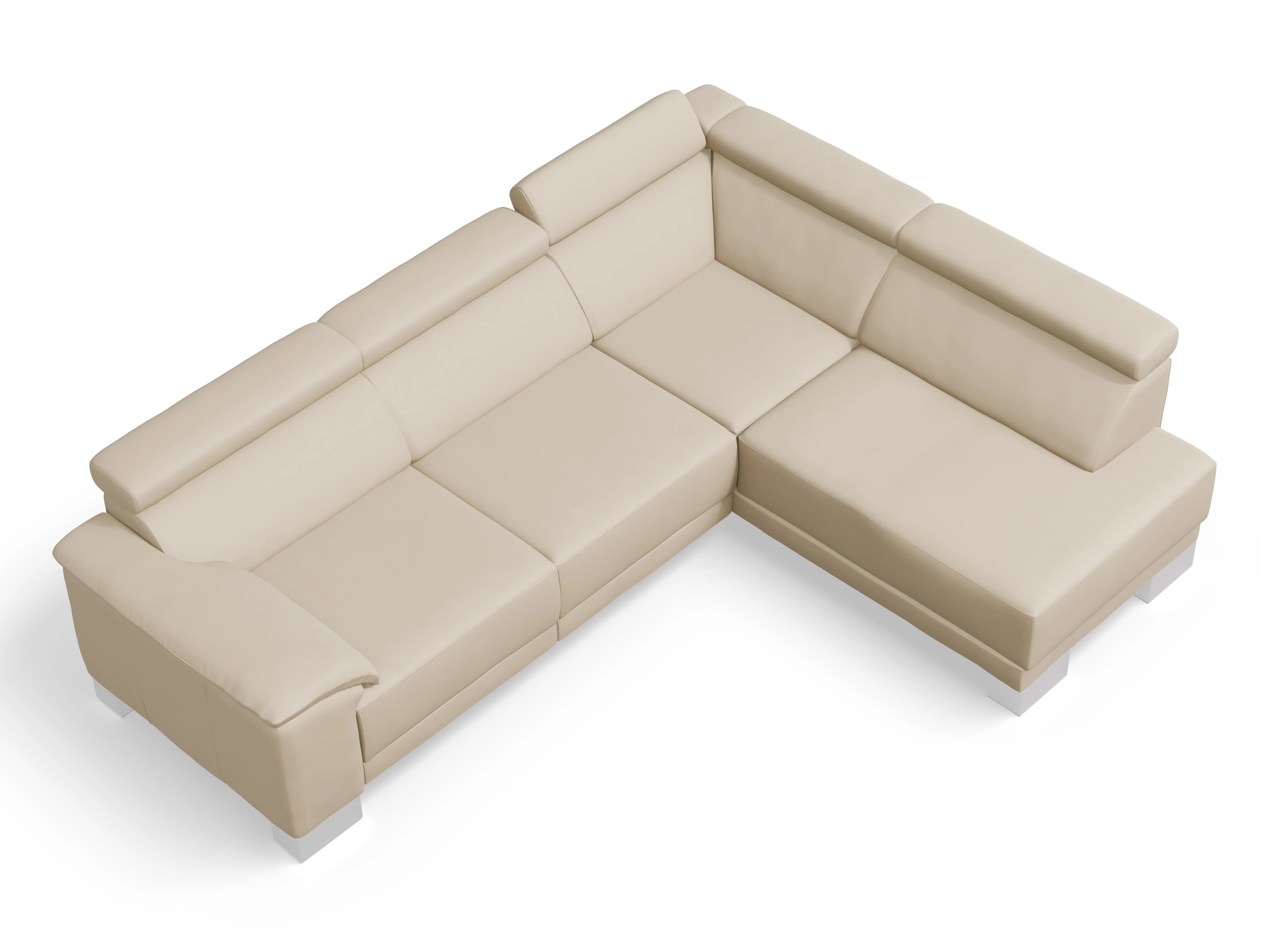 Ansicht des Produktes Antonio Ecksofa rechts Abschluss offen in Leder Beige
