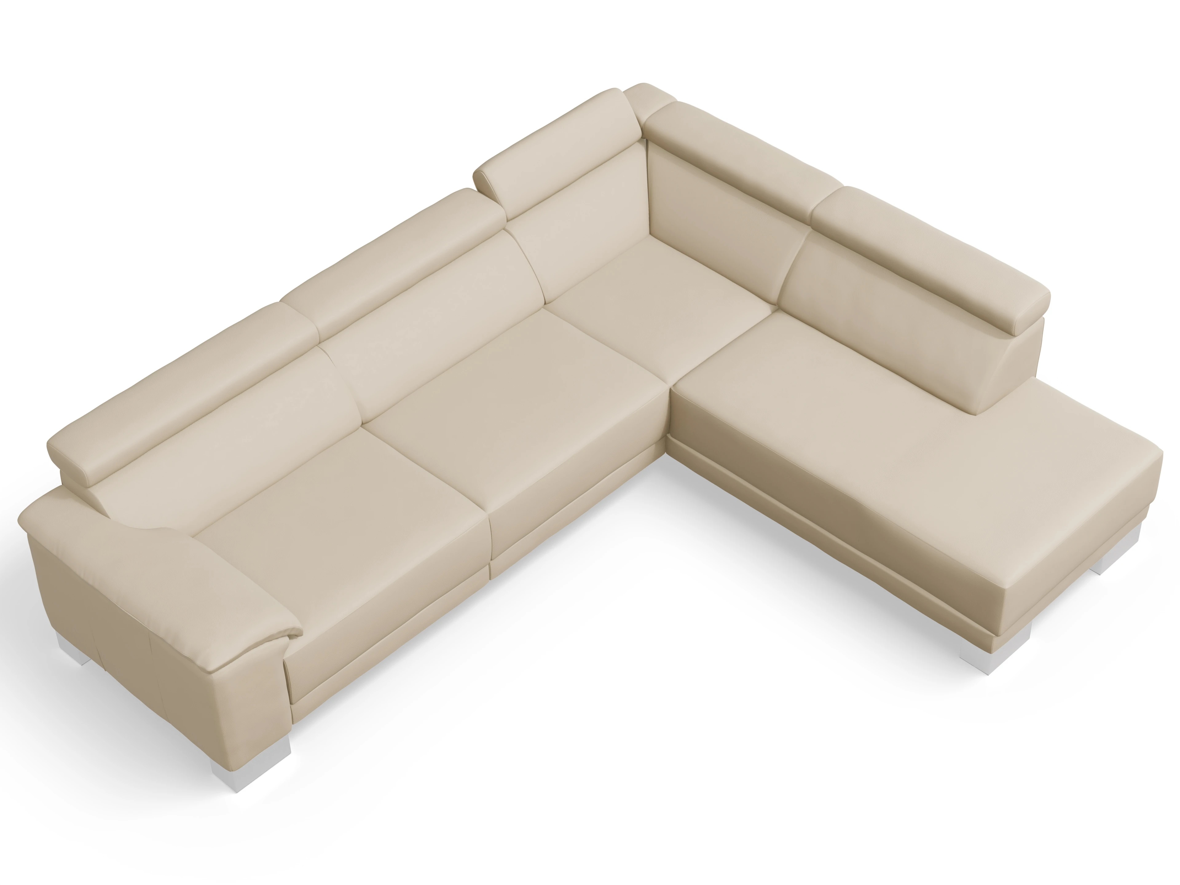 Antonio Ecksofa UM Large Plus R Ansicht des Produktes Antonio Ecksofa rechts Abschluss offen in Leder Beige