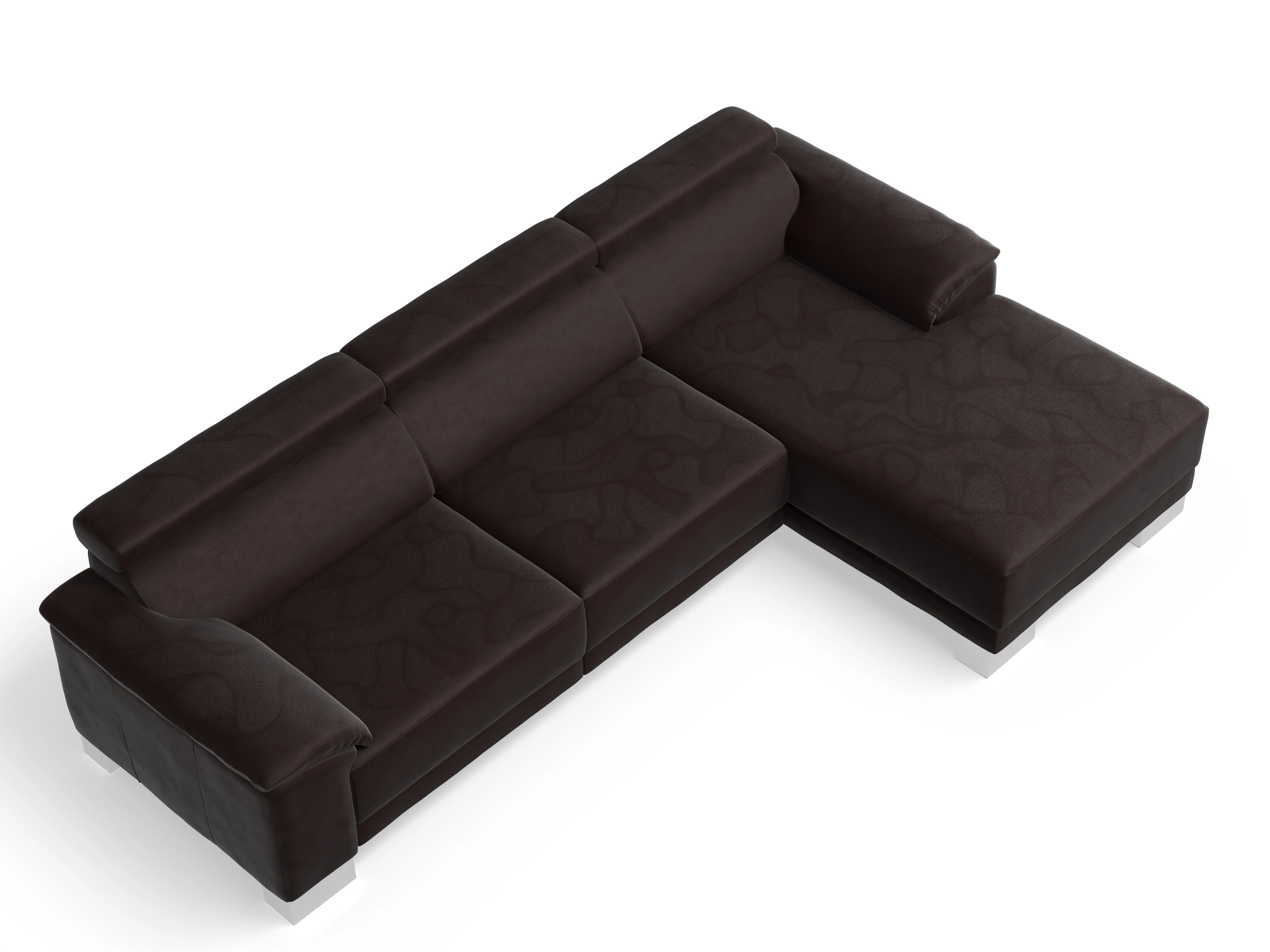 Antonio Ecksofa LO Large R Ansicht des Produktes Antonio Ecksofa rechts Abschluss offen in Leder Braun
