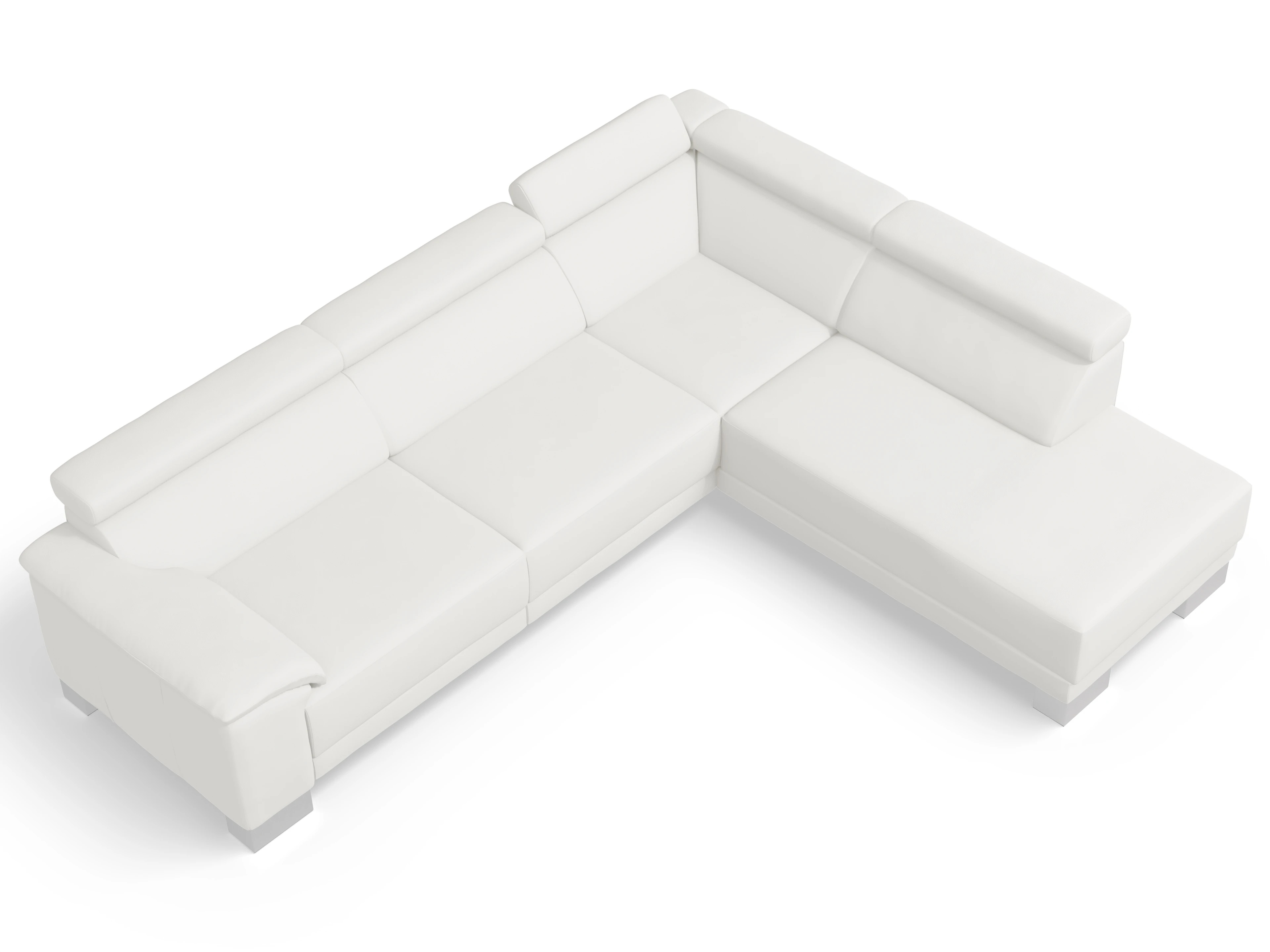 Antonio Ecksofa UM Large Plus R Ansicht des Produktes Antonio Ecksofa rechts Abschluss offen in Leder Weiss
