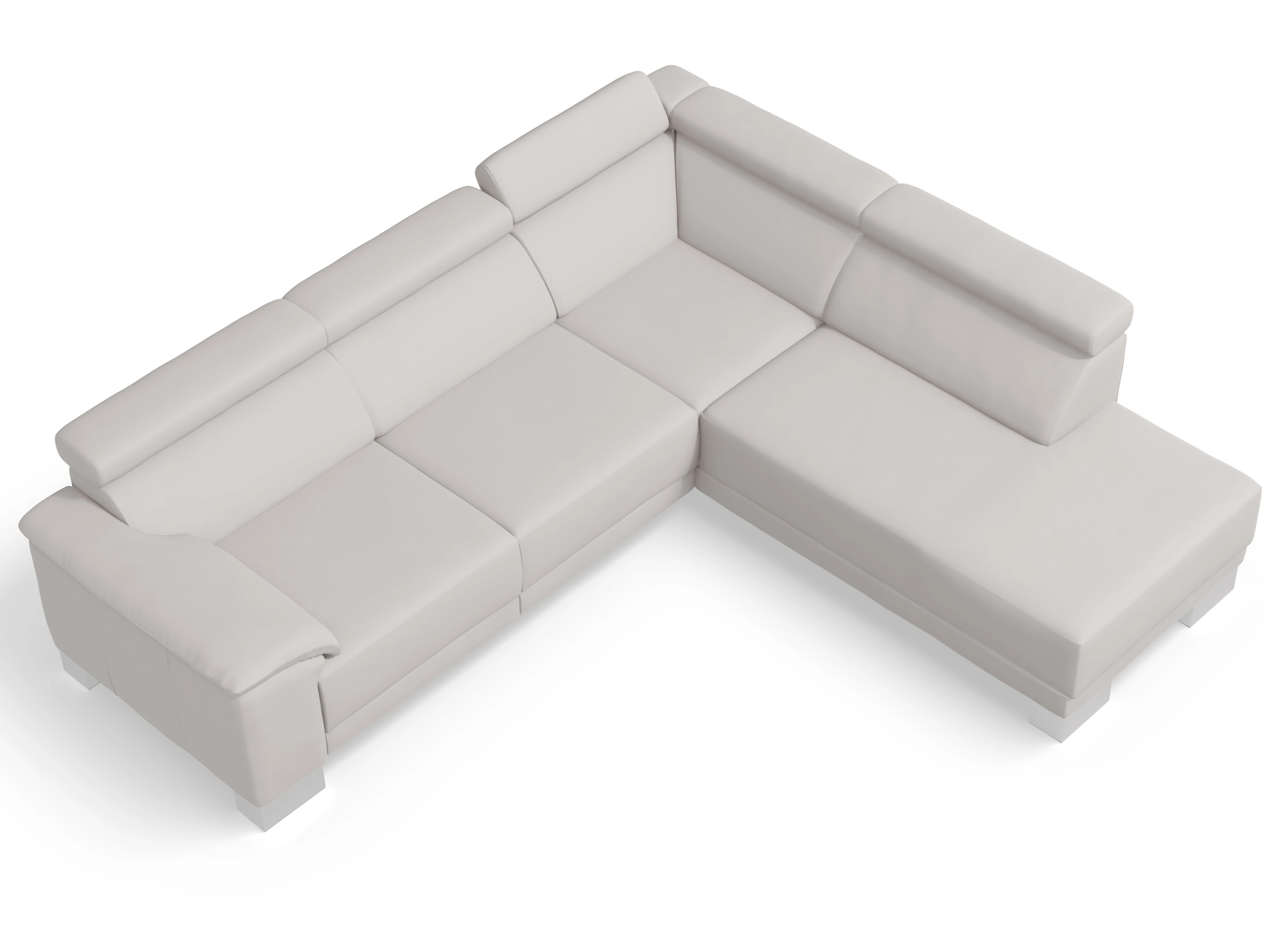 Antonio Ecksofa UM Medium Plus R Ansicht des Produktes Antonio Ecksofa rechts Abschluss offen in Leder Grau