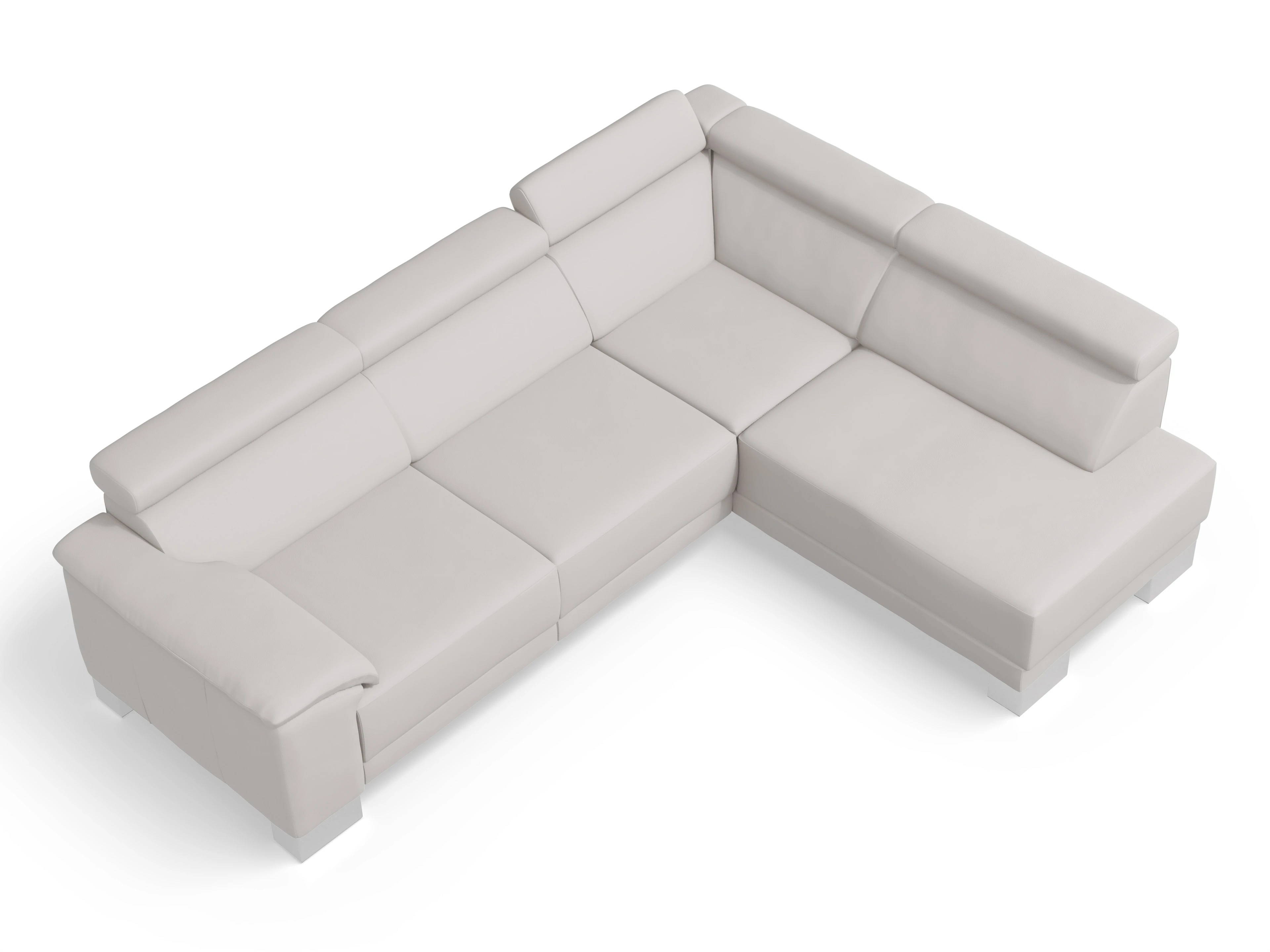 Antonio Ecksofa UM Medium R Ansicht des Produktes Antonio Ecksofa rechts Abschluss offen in Leder Grau