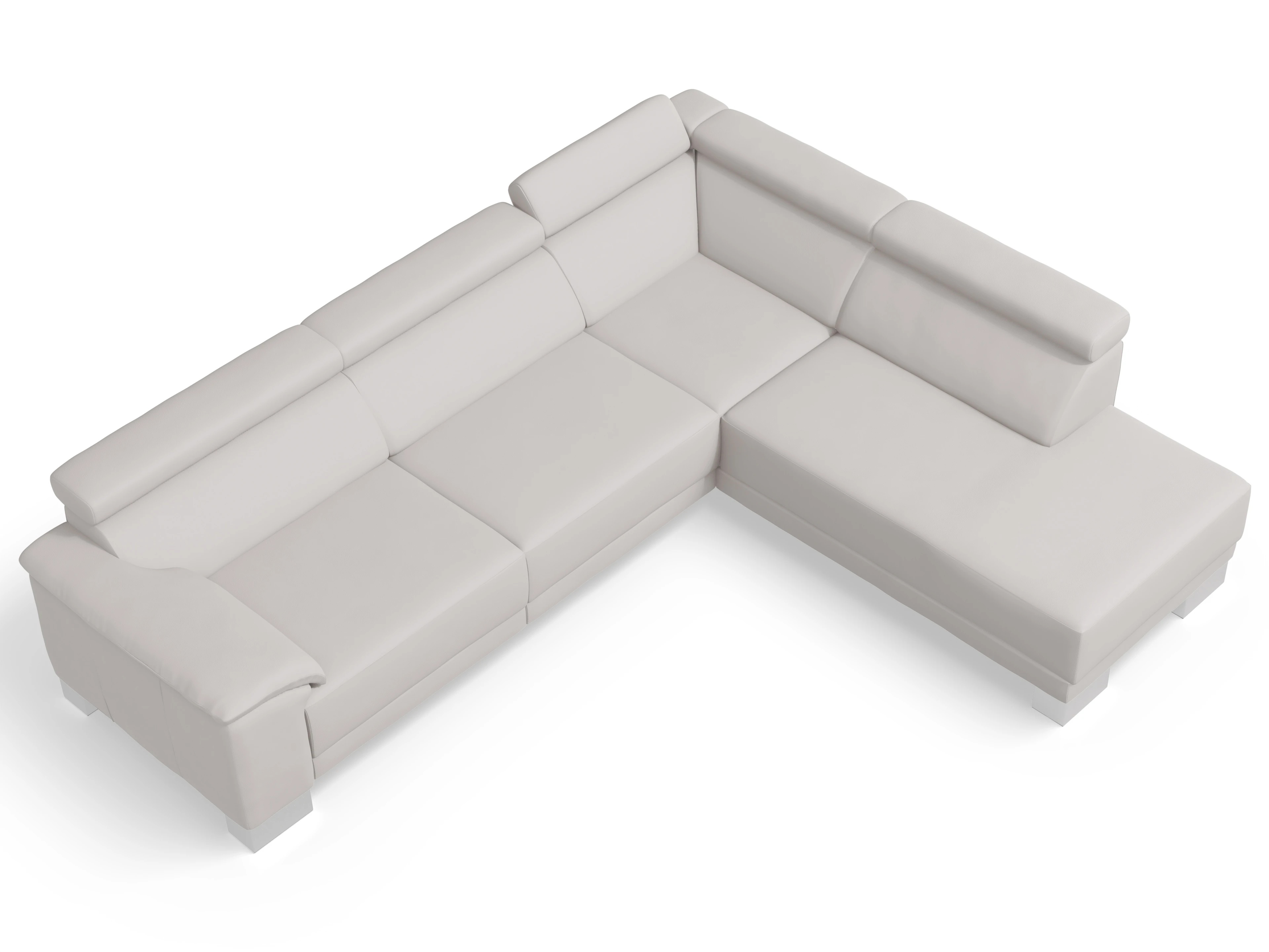 Antonio Ecksofa UM Large Plus R Ansicht des Produktes Antonio Ecksofa rechts Abschluss offen in Leder Grau
