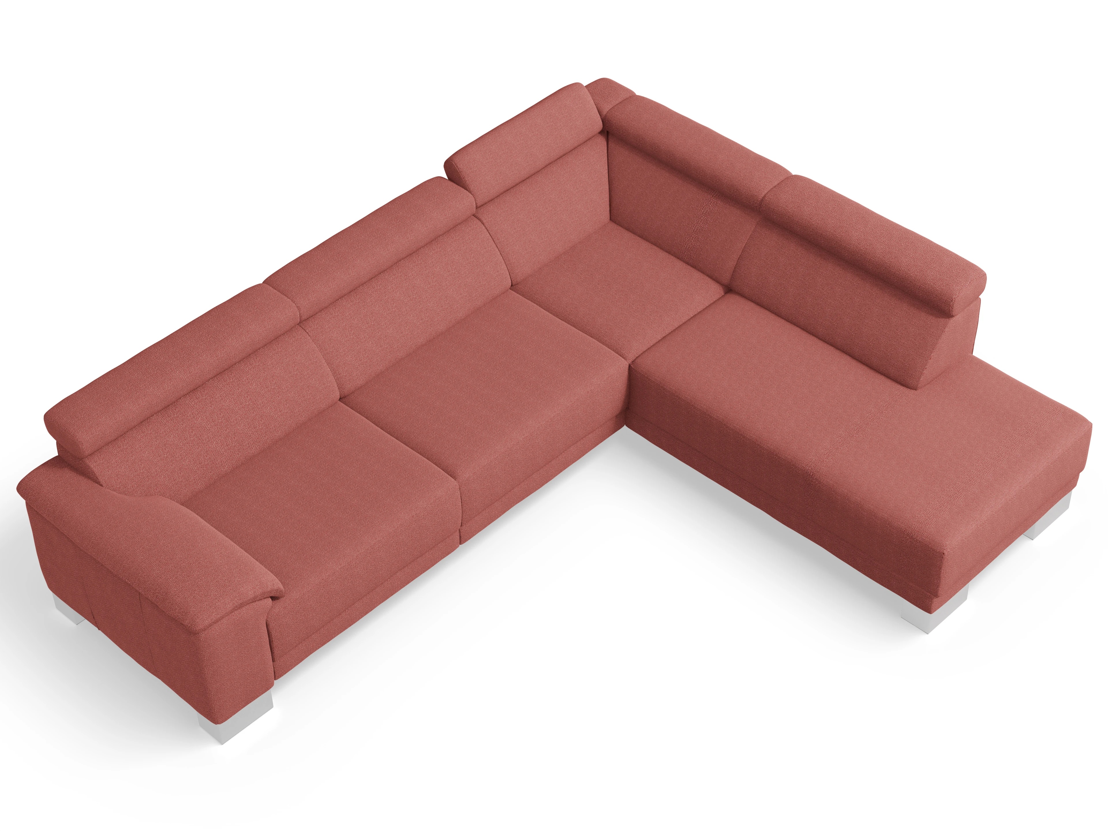 Ansicht des Produktes Antonio Ecksofa rechts Abschluss offen in Stoff Rosa