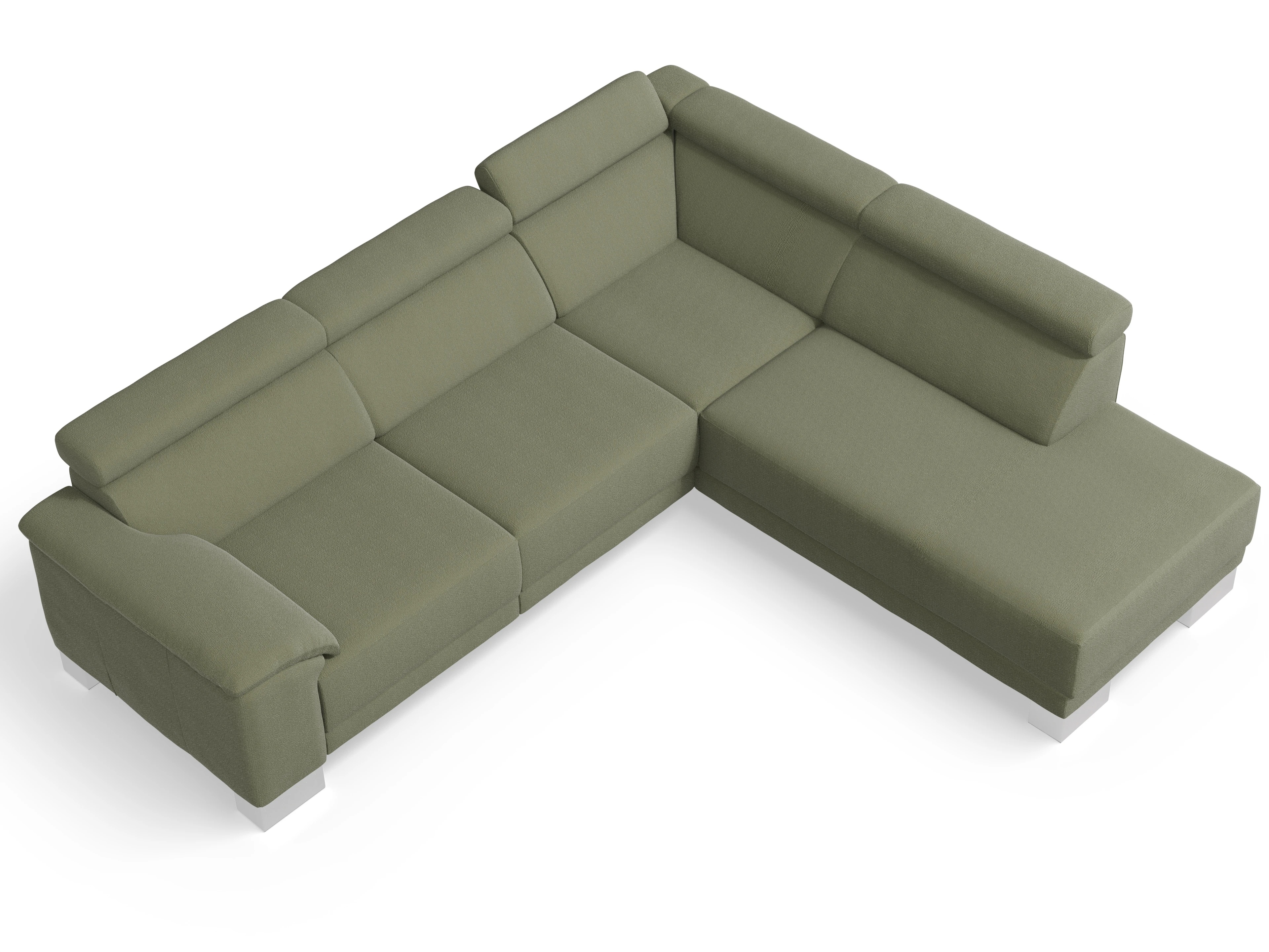 Ansicht des Produktes Antonio Ecksofa rechts Abschluss offen in Stoff Grün