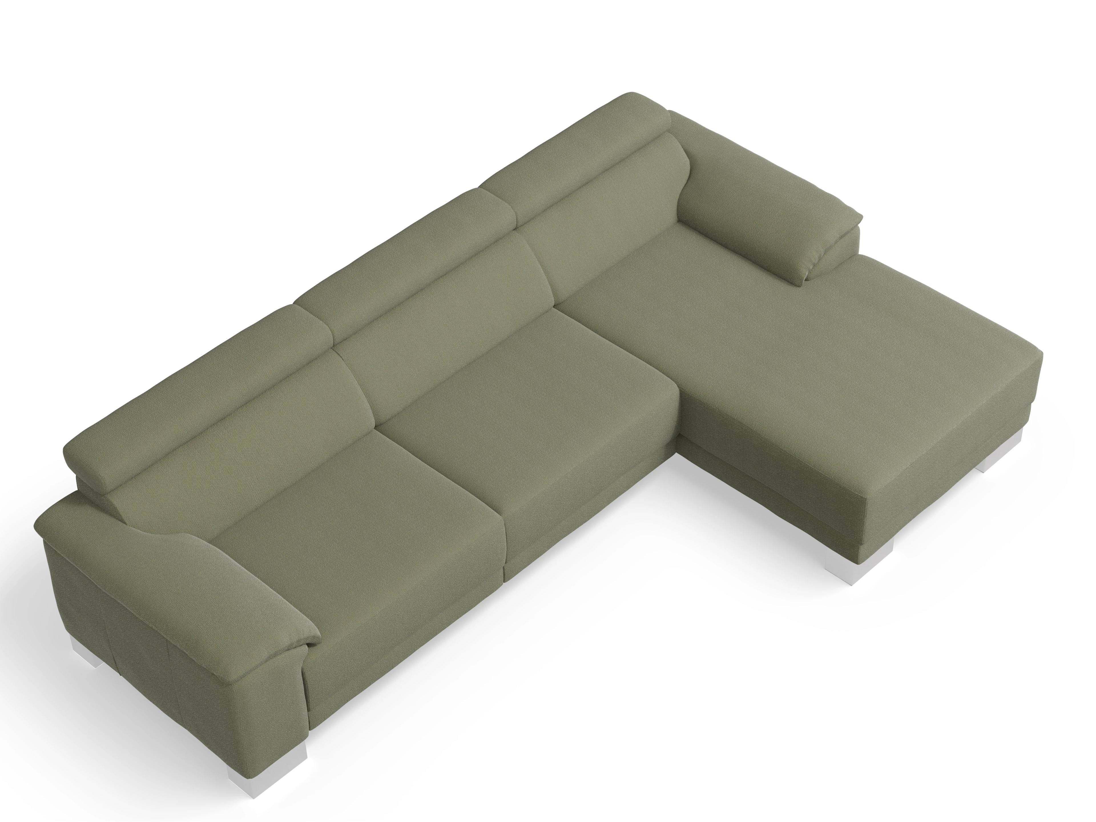 Ansicht des Produktes Antonio Ecksofa rechts Abschluss offen in Stoff Grün