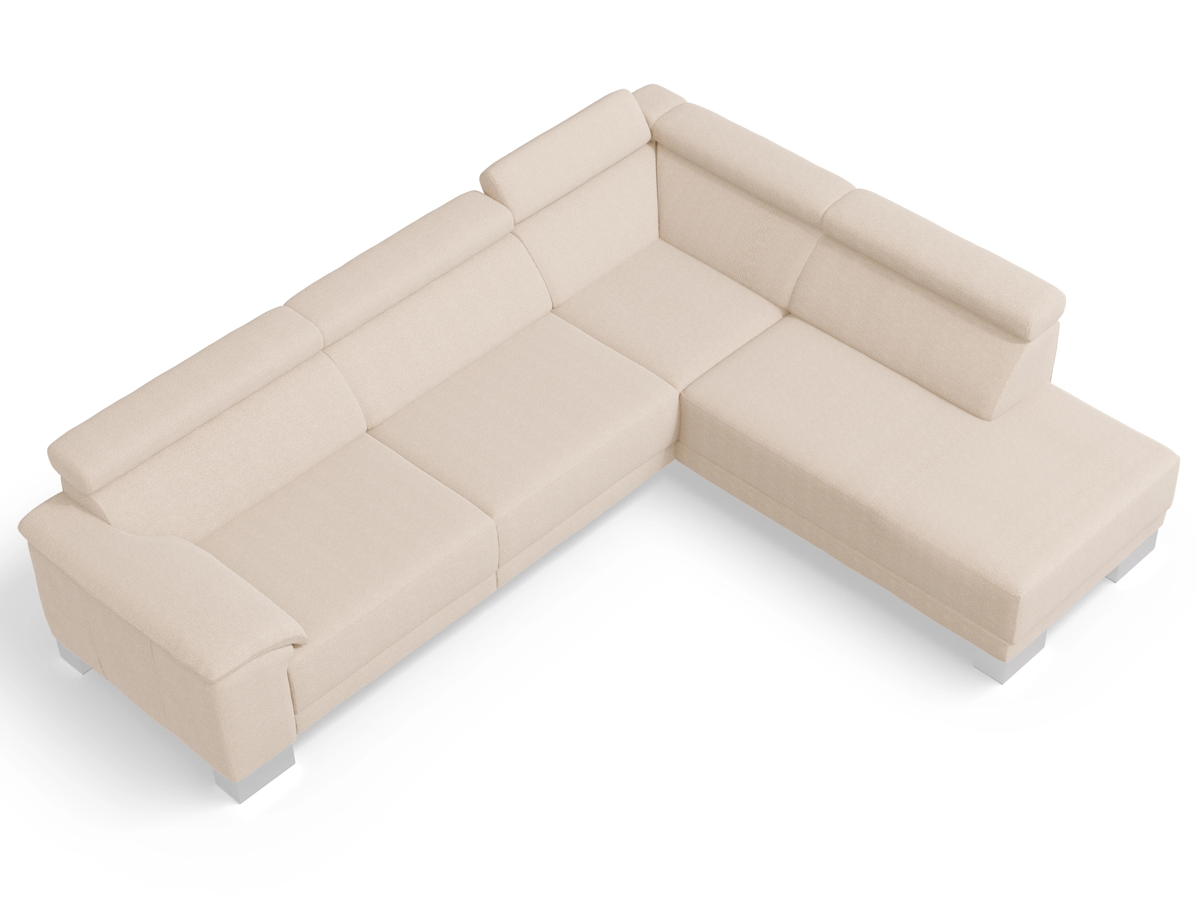 Antonio Ecksofa UM Large Plus R Ansicht des Produktes Antonio Ecksofa rechts Abschluss offen in Stoff Beige