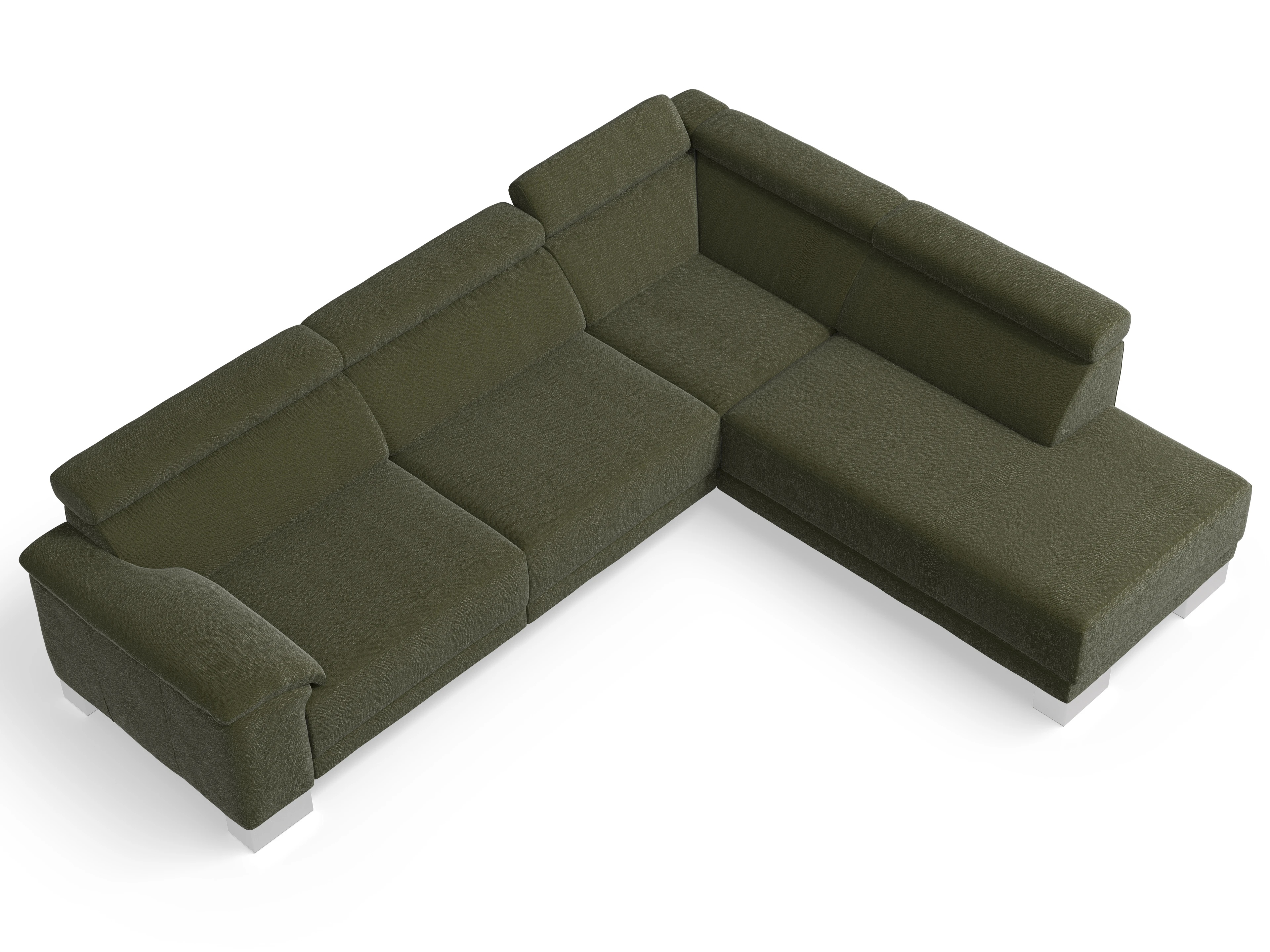 Ansicht des Produktes Antonio Ecksofa rechts Abschluss offen in Stoff Grün
