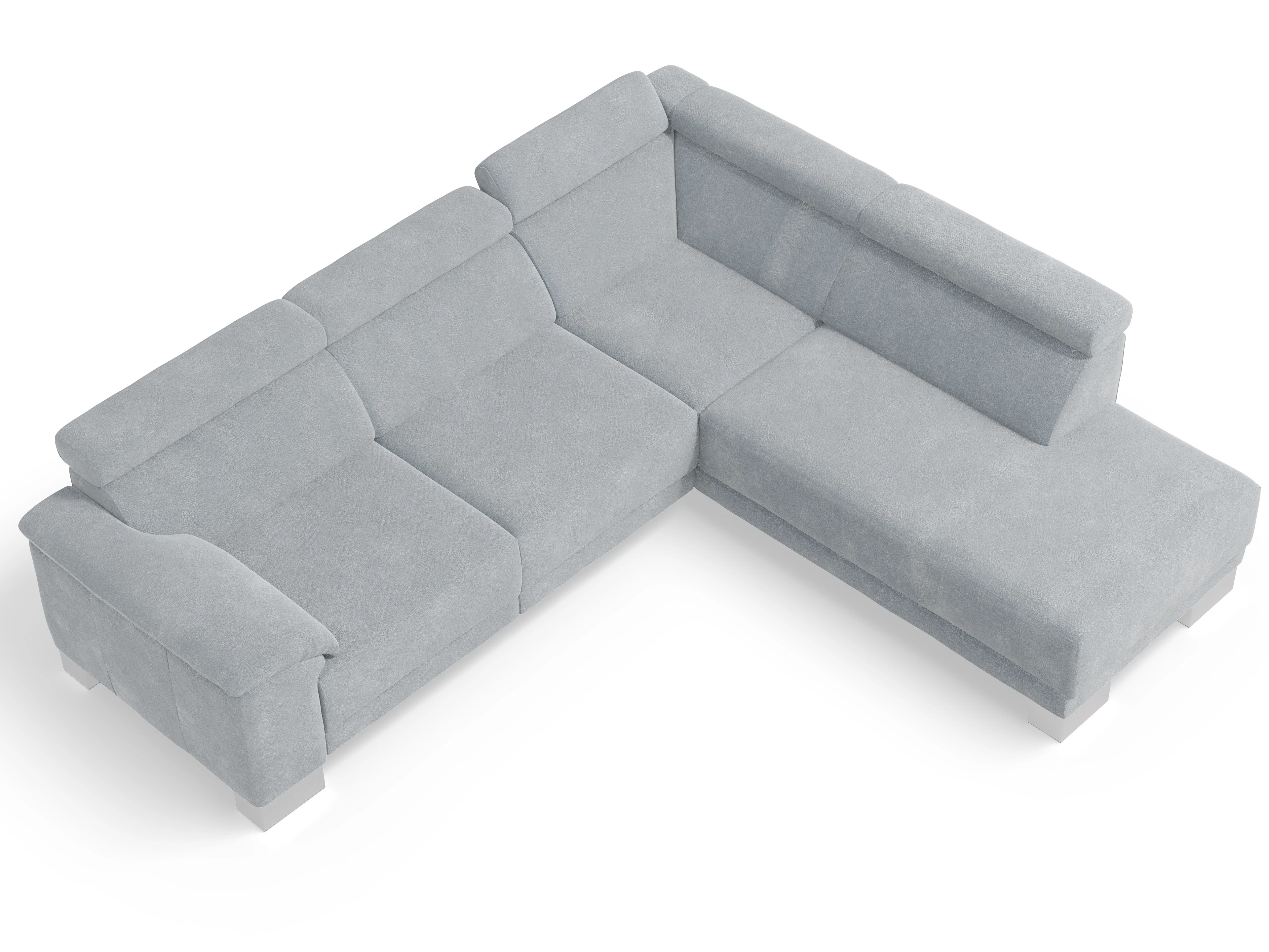 Antonio Ecksofa UM Medium Plus R Ansicht des Produktes Antonio Ecksofa rechts Abschluss offen in Stoff Blau