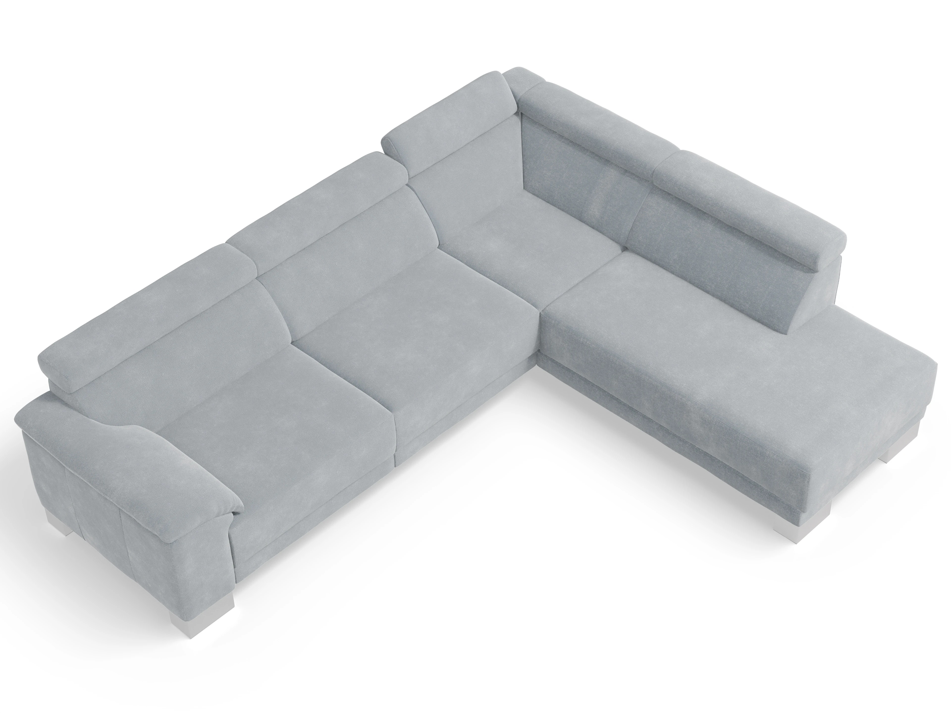 Ansicht des Produktes Antonio Ecksofa rechts Abschluss offen in Stoff Blau
