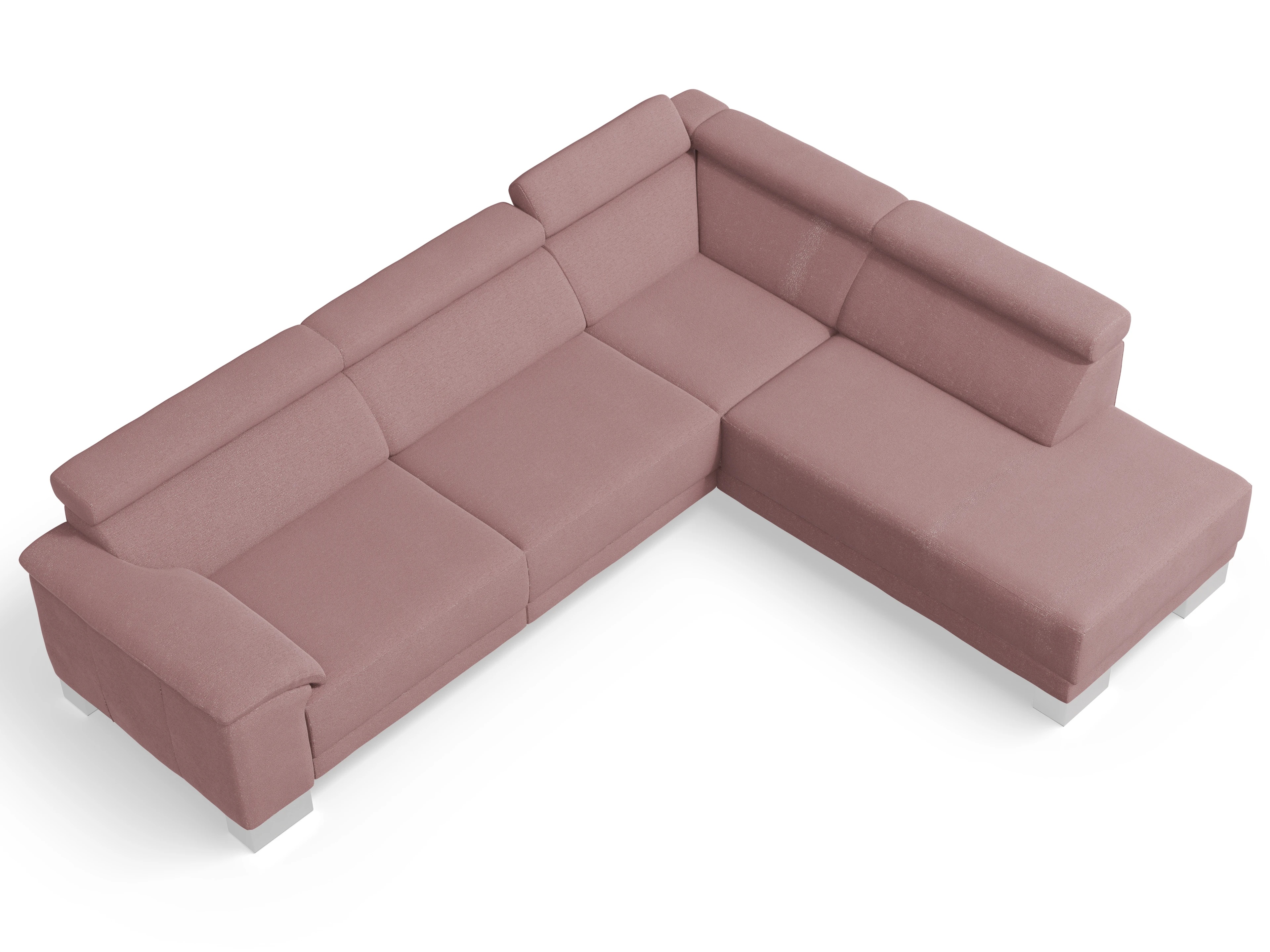 Ansicht des Produktes Antonio Ecksofa rechts Abschluss offen in Stoff Rosa