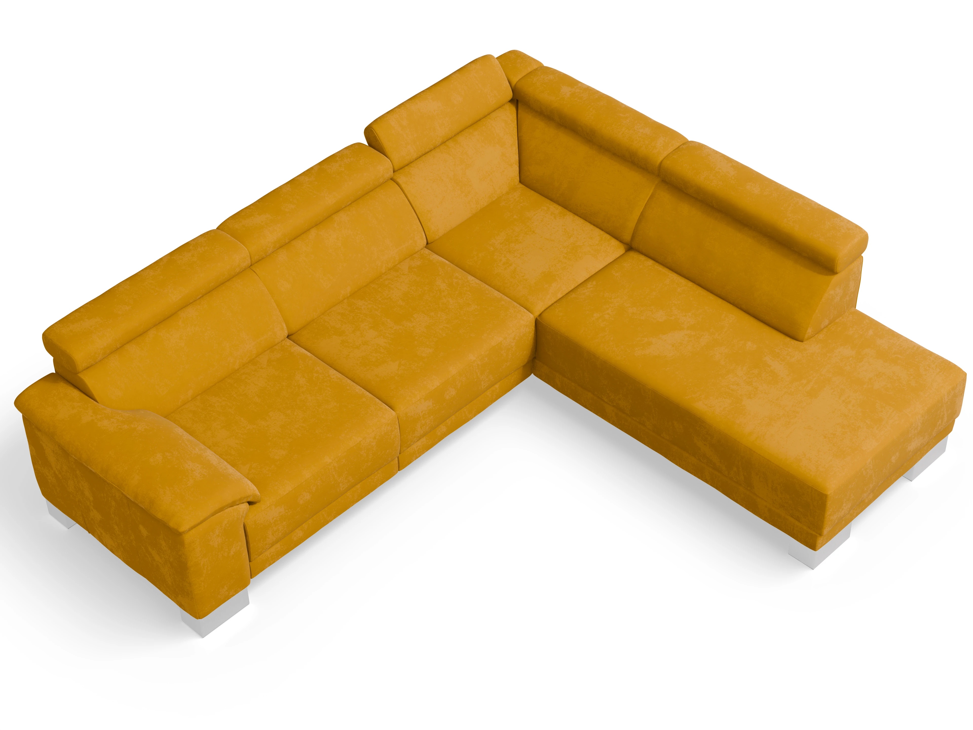 Antonio Ecksofa UM Medium Plus R Ansicht des Produktes Antonio Ecksofa rechts Abschluss offen in Stoff Orange