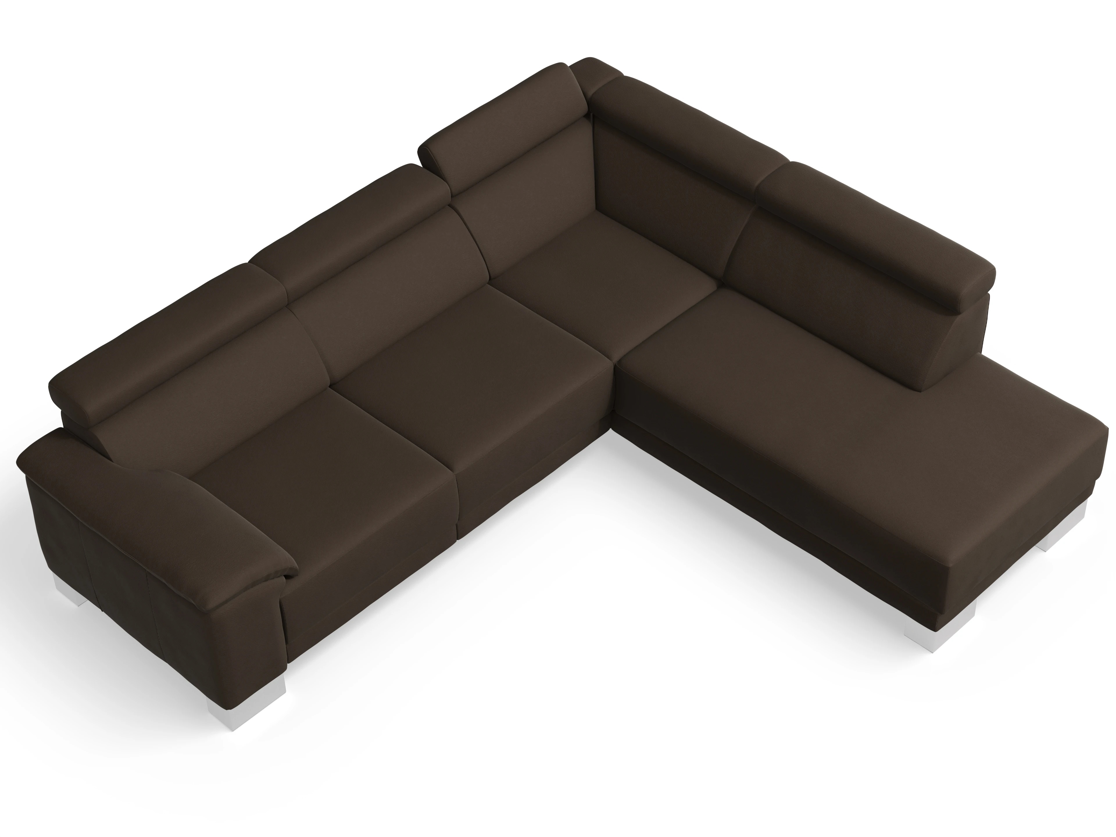 Ansicht des Produktes Antonio Ecksofa rechts Abschluss offen in Stoff Braun
