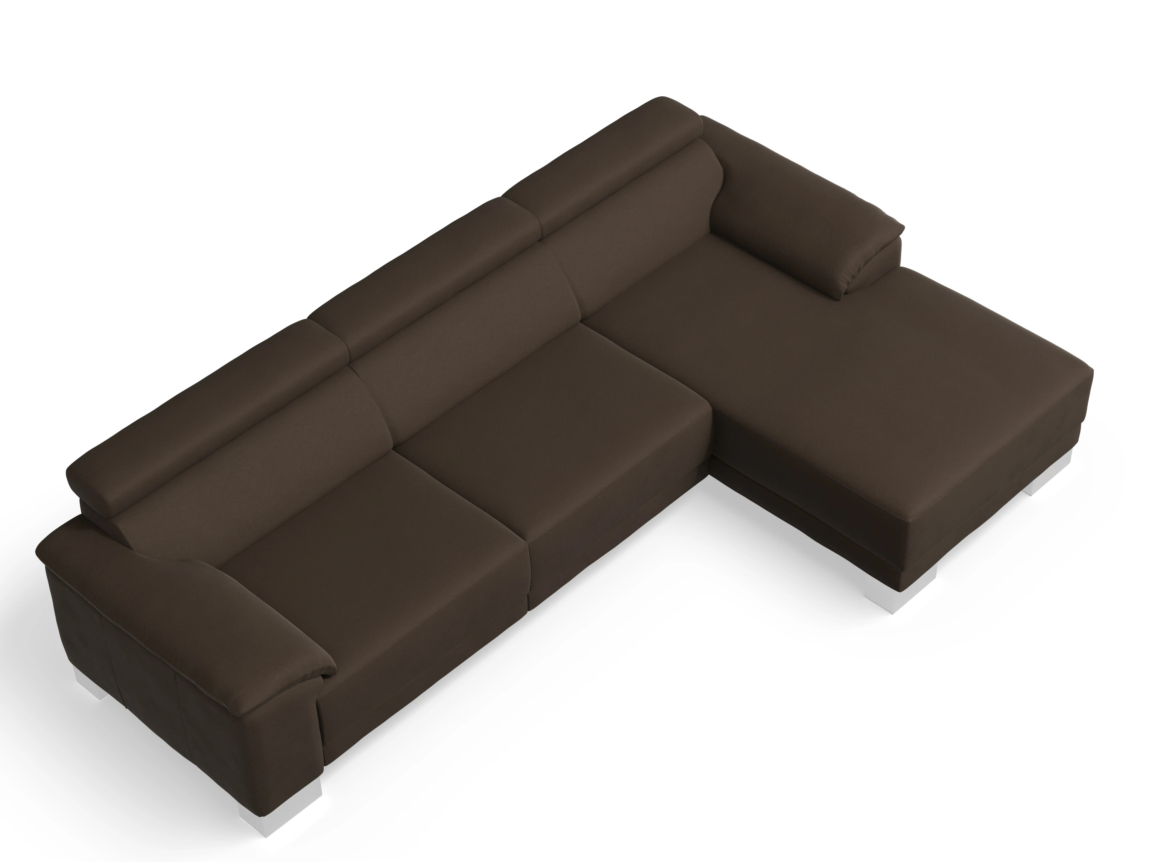 Ansicht des Produktes Antonio Ecksofa rechts Abschluss offen in Stoff Braun