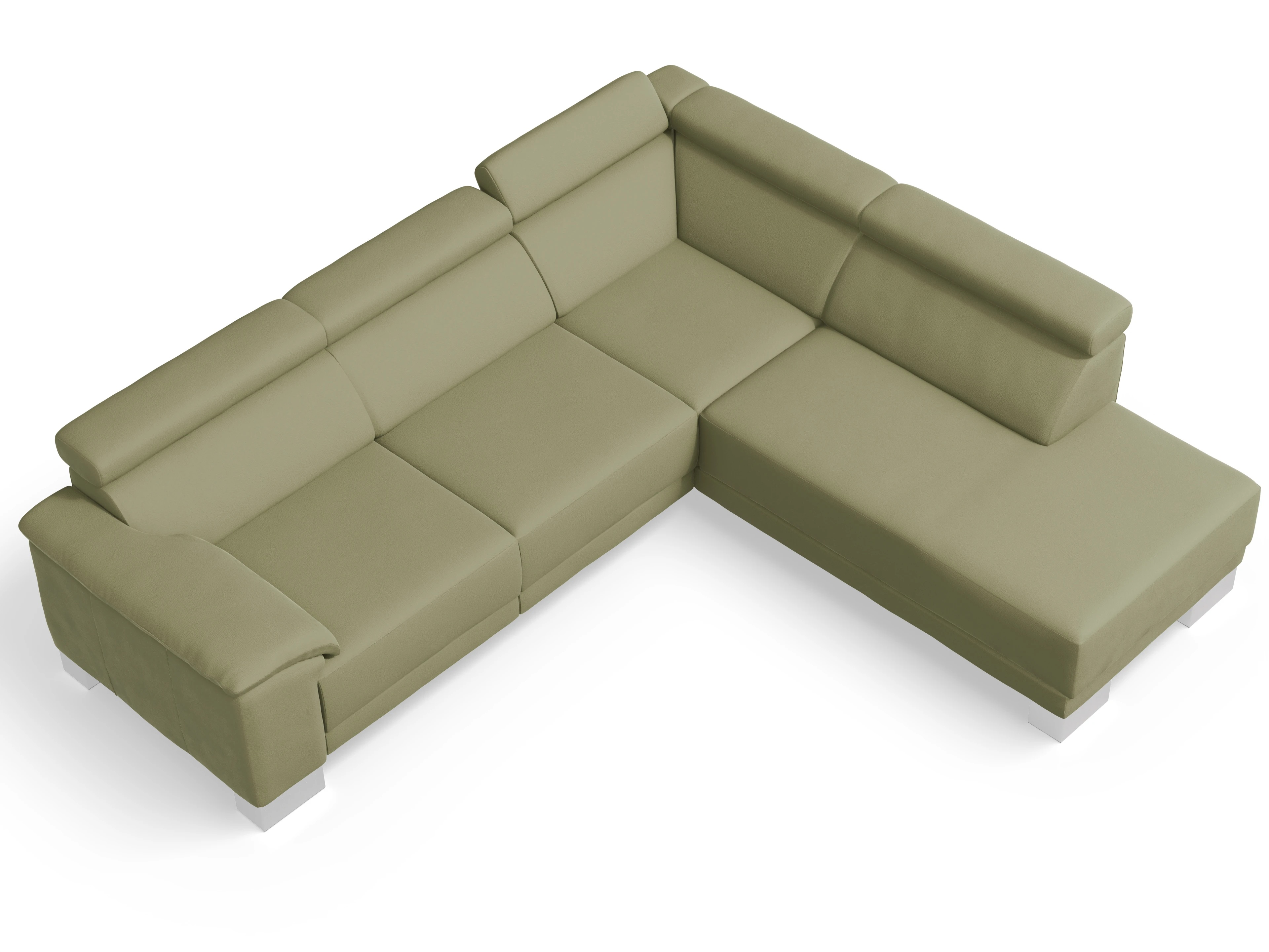 Antonio Ecksofa UM Medium Plus R Ansicht des Produktes Antonio Ecksofa rechts Abschluss offen in Stoff Grün