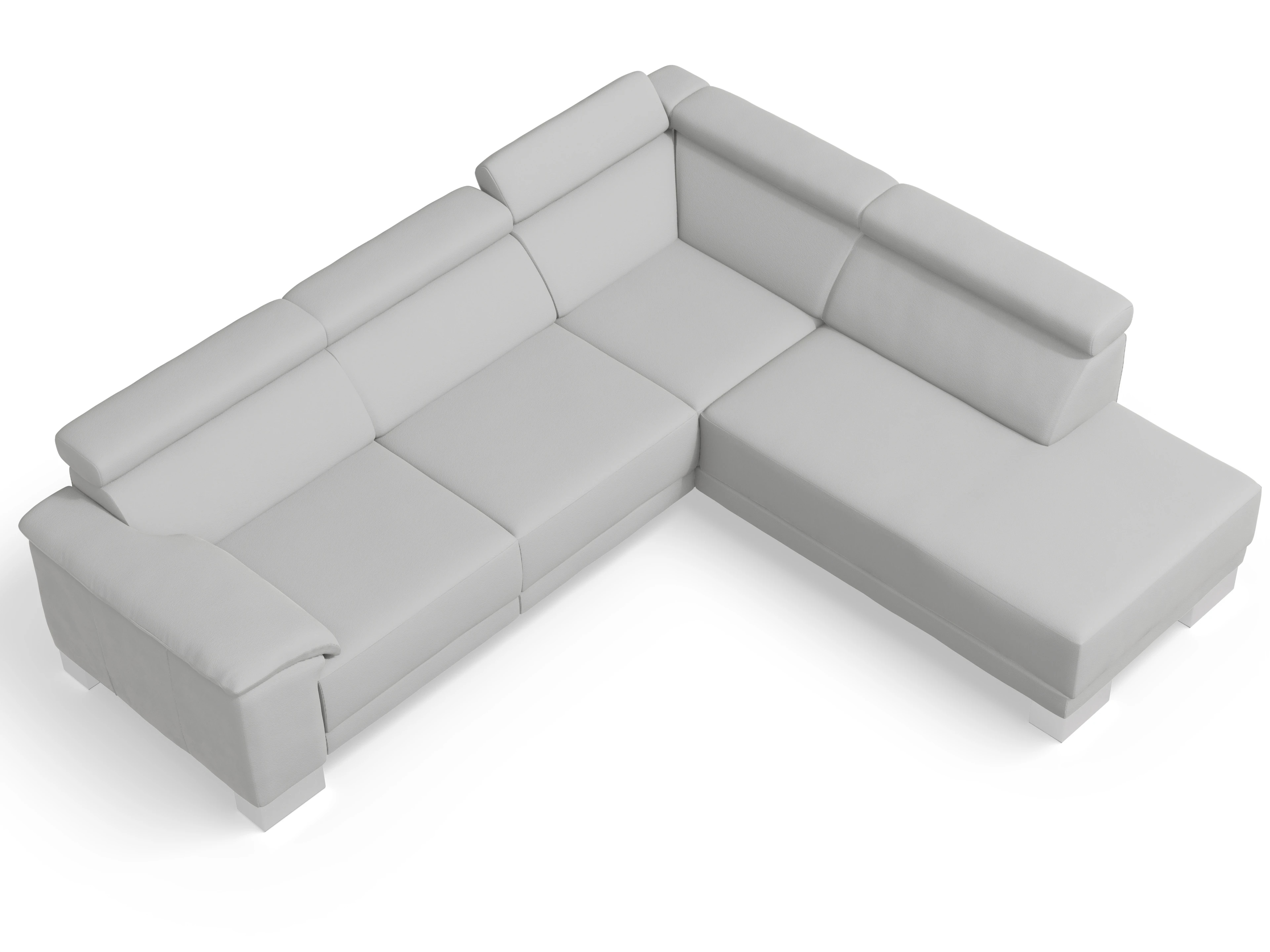 Antonio Ecksofa UM Medium Plus R Ansicht des Produktes Antonio Ecksofa rechts Abschluss offen in Stoff Grau