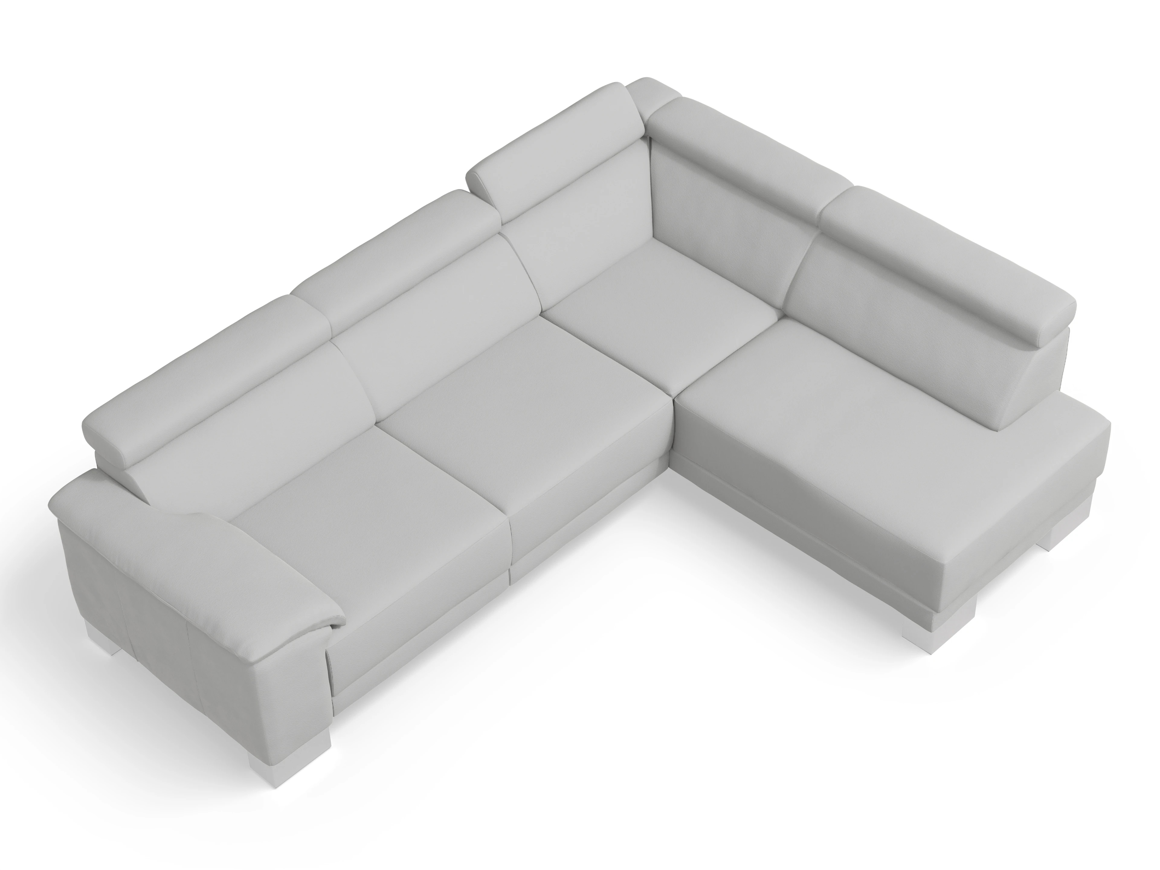 Antonio Ecksofa UM Medium R Ansicht des Produktes Antonio Ecksofa rechts Abschluss offen in Stoff Grau
