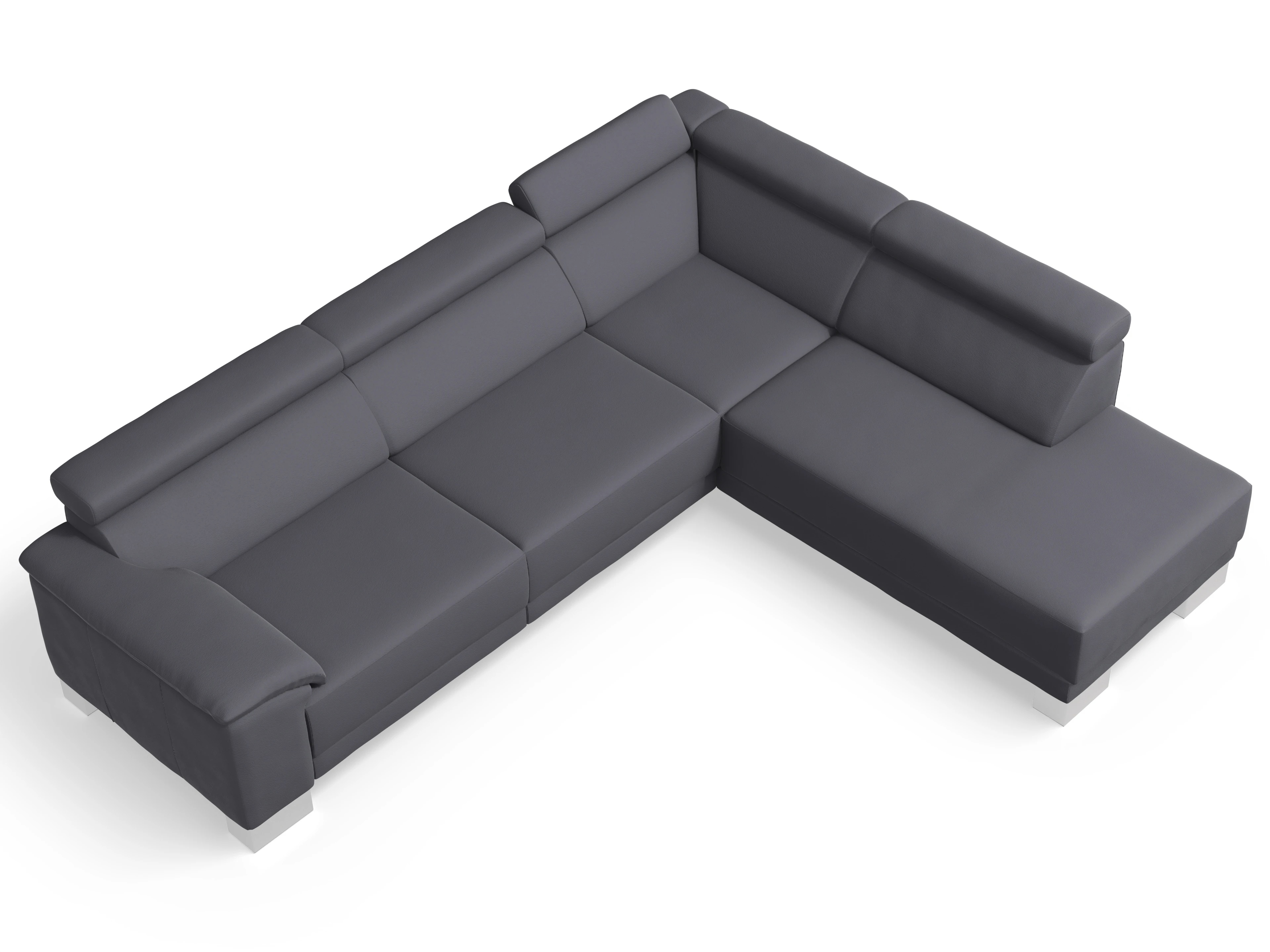 Antonio Ecksofa UM Large Plus R Ansicht des Produktes Antonio Ecksofa rechts Abschluss offen in Stoff Grau