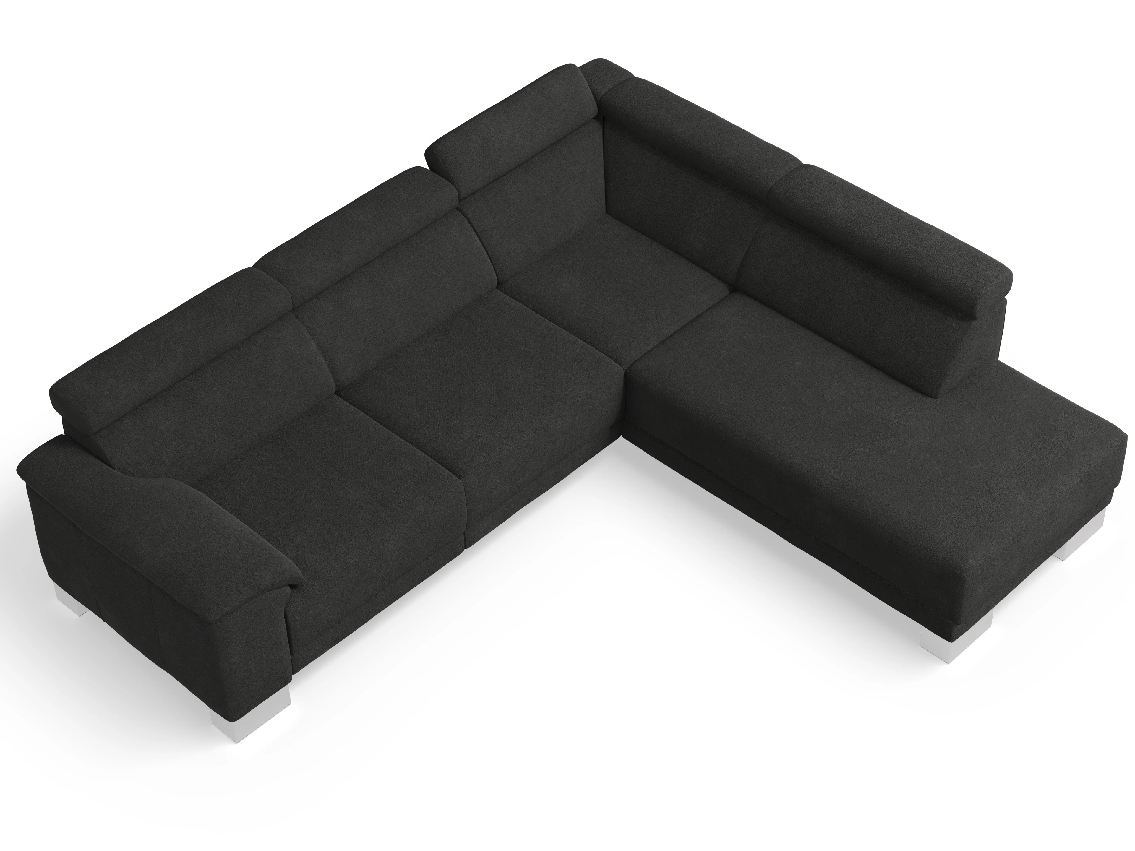 Ansicht des Produktes Antonio Ecksofa rechts Abschluss offen in Stoff Schwarz